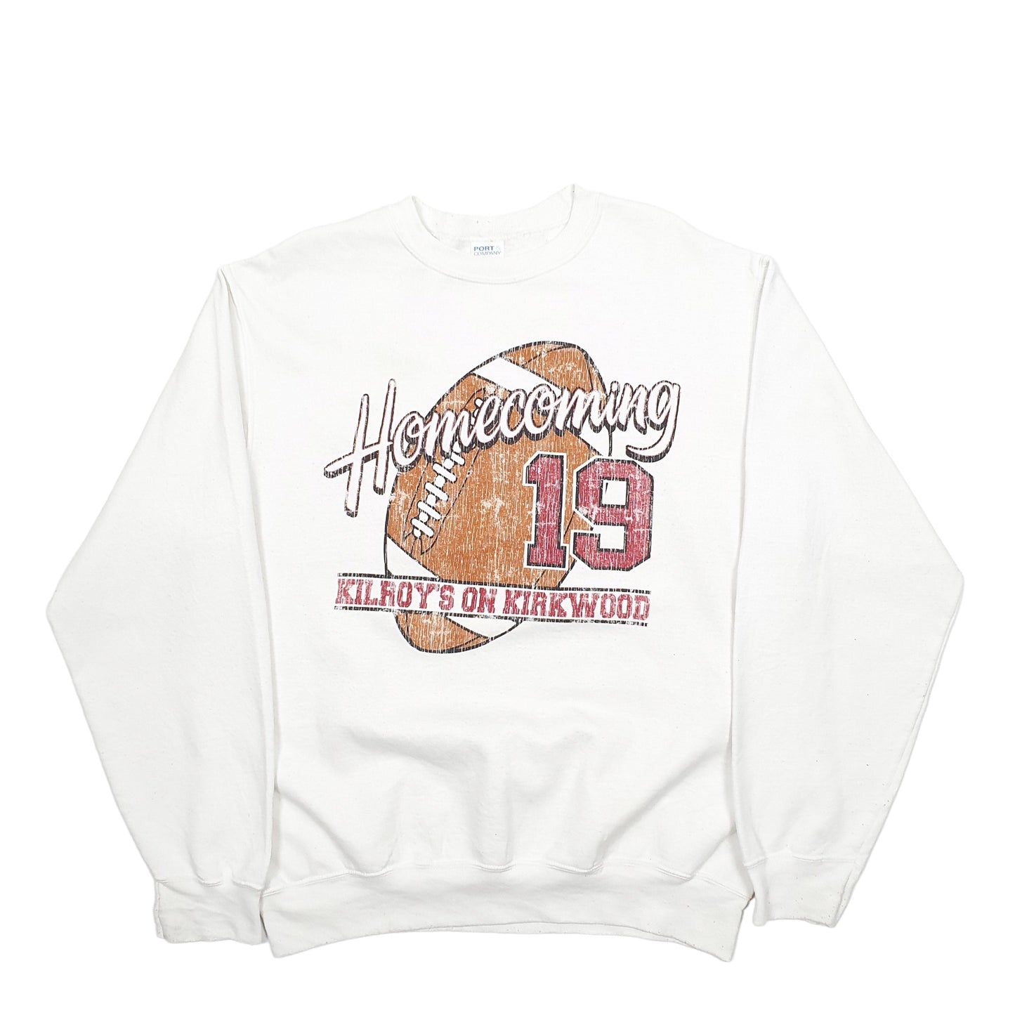 Mens White Port Company USA College Crewneck Jumper