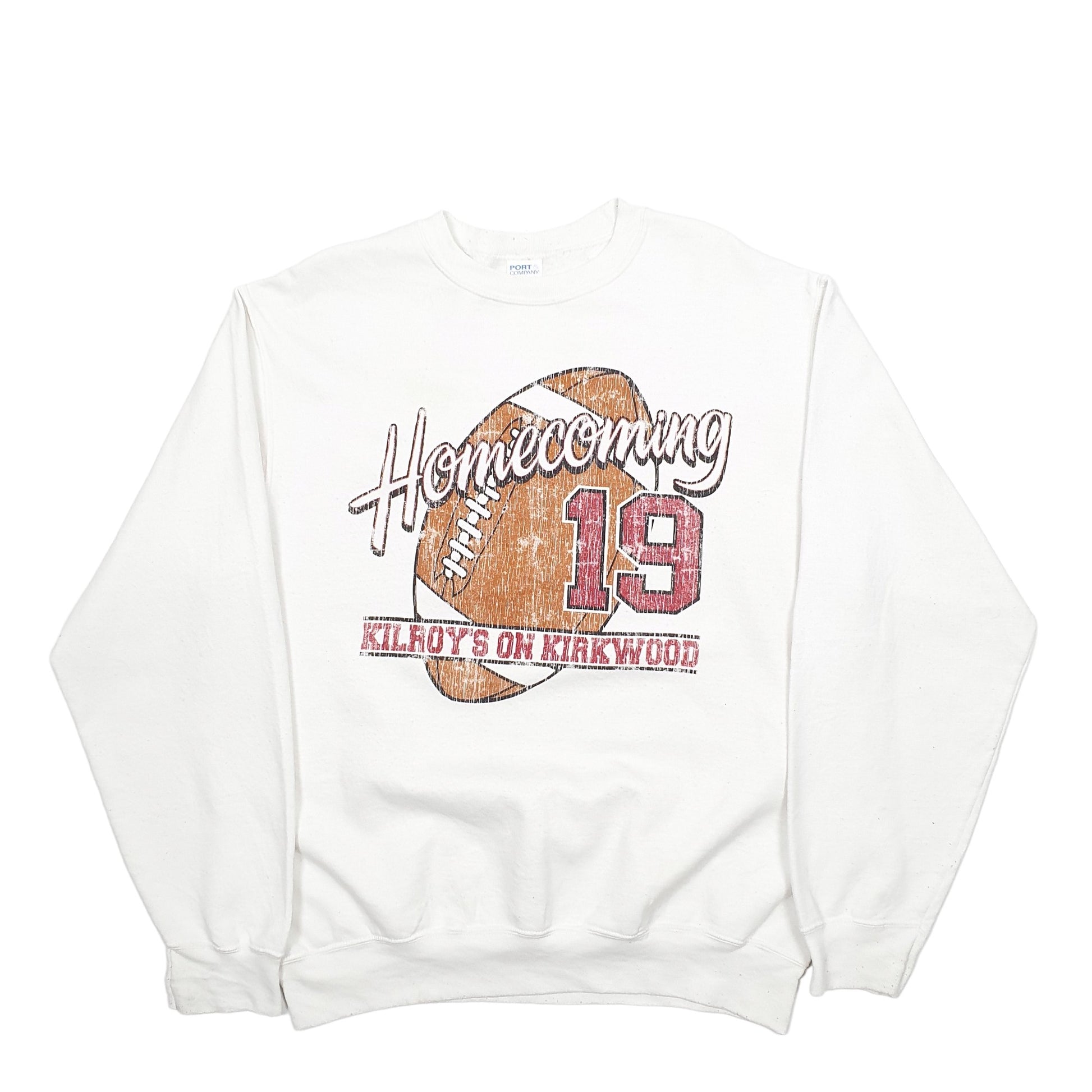 Mens White Port Company USA College Crewneck Jumper