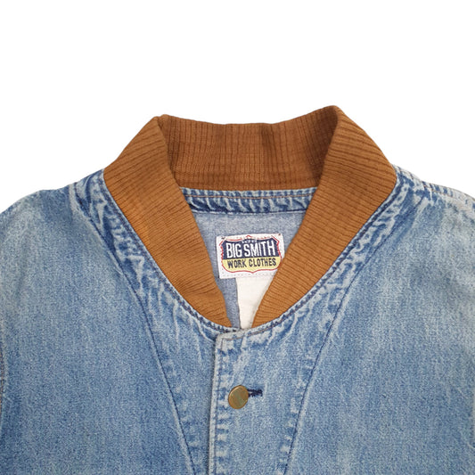 Mens Blue Big Smith Work Clothes Workwear Vintage 90's Crewneck Coat