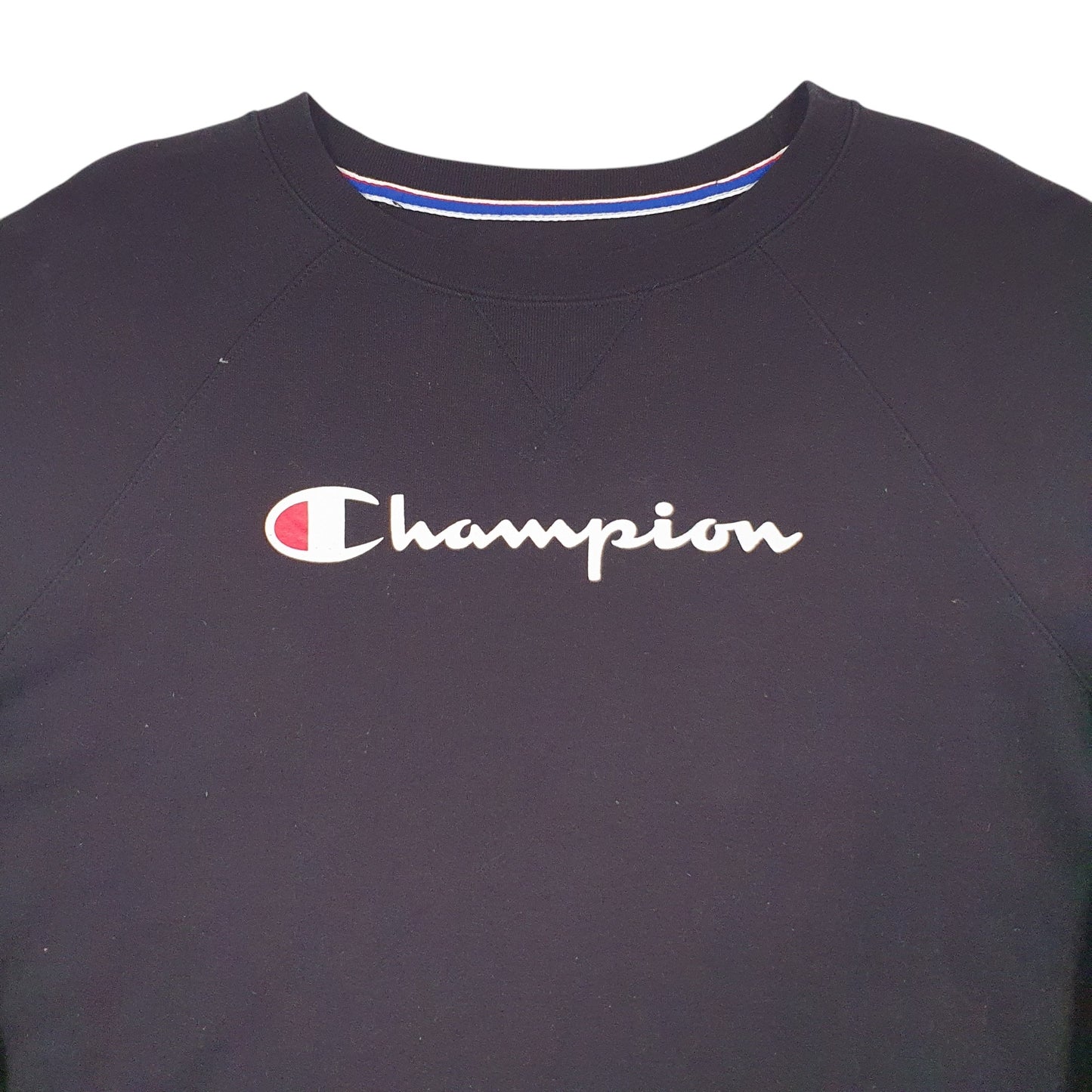 Mens Black Champion Spellout Crewneck Jumper