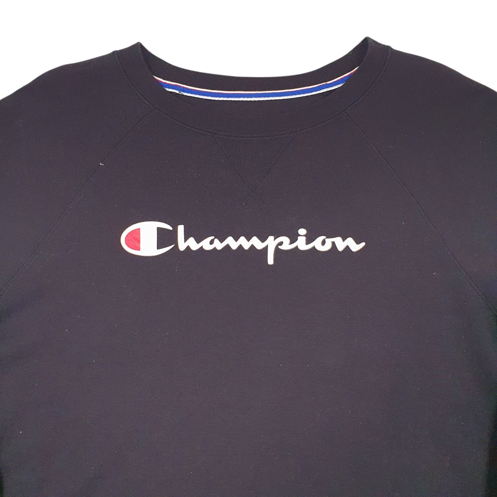 Mens Black Champion Spellout Crewneck Jumper