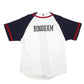 Mens White Champion Baseball Jersey American Heritage SJ Team Short Sleeve T Shirt
