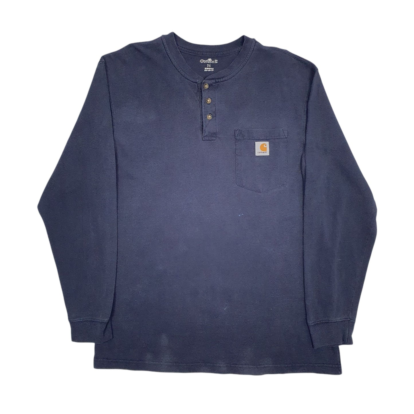 Mens Navy Carhartt Henley Long Sleeve T Shirt