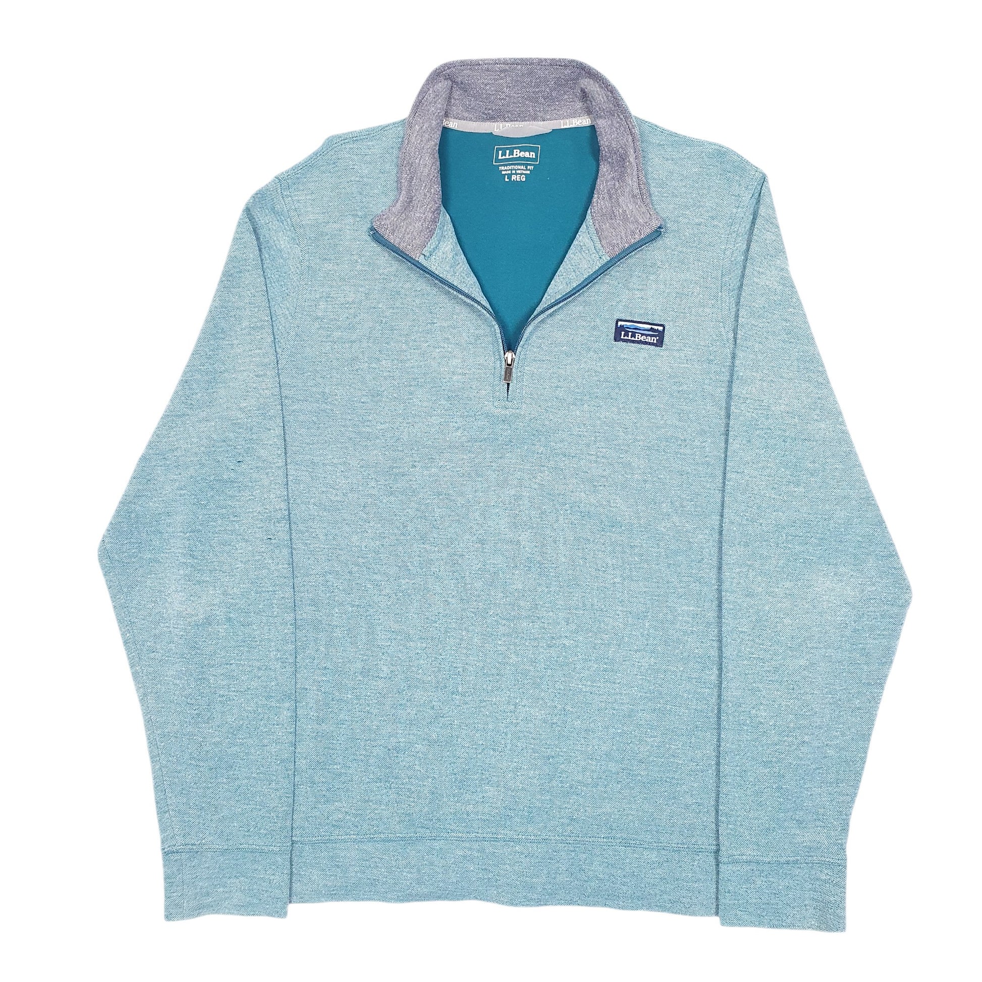 Mens Turquoise L.L.Bean Vintage Quarter Zip Jumper