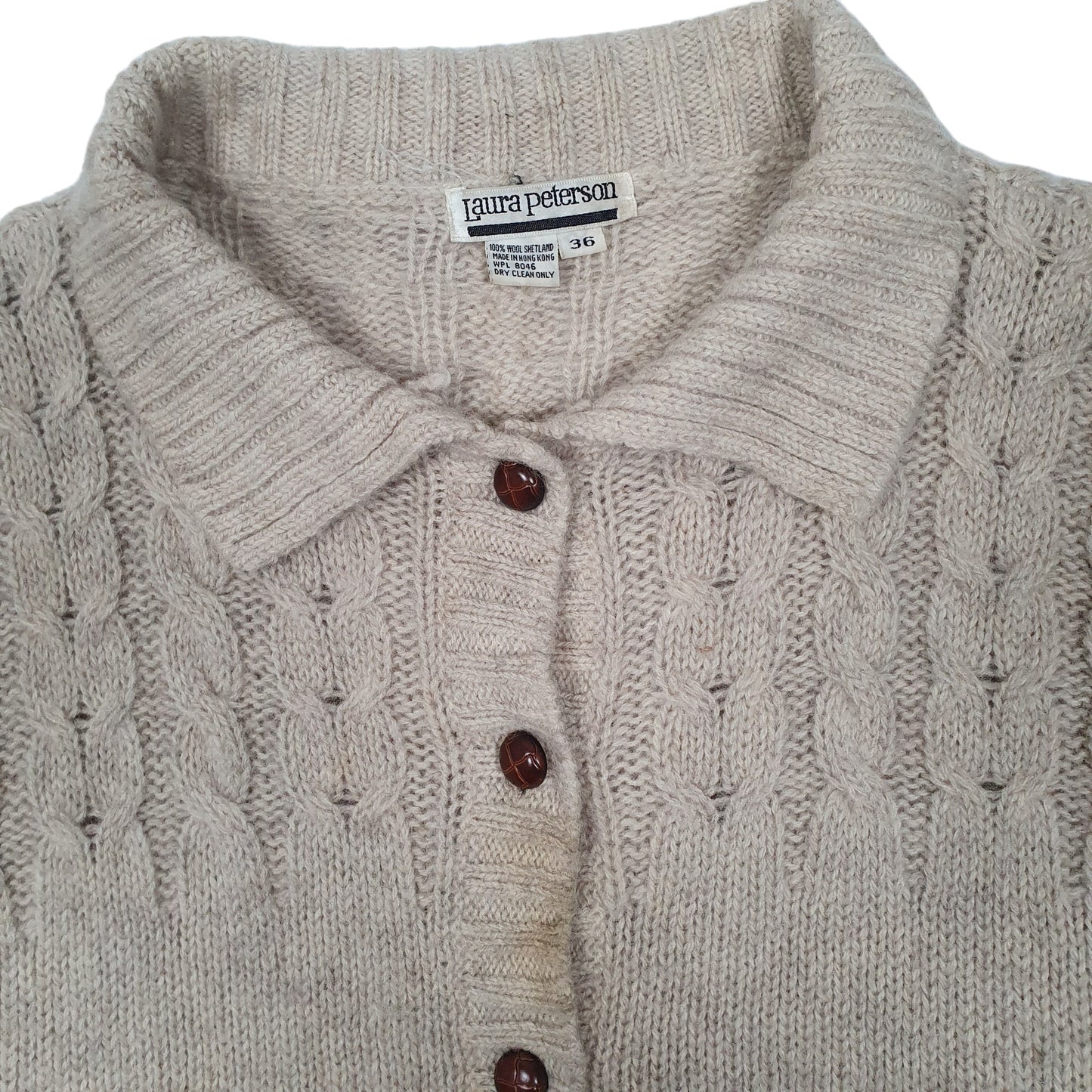 Mens Beige Laura Peterson Vintage 1990s Cardigan Jumper