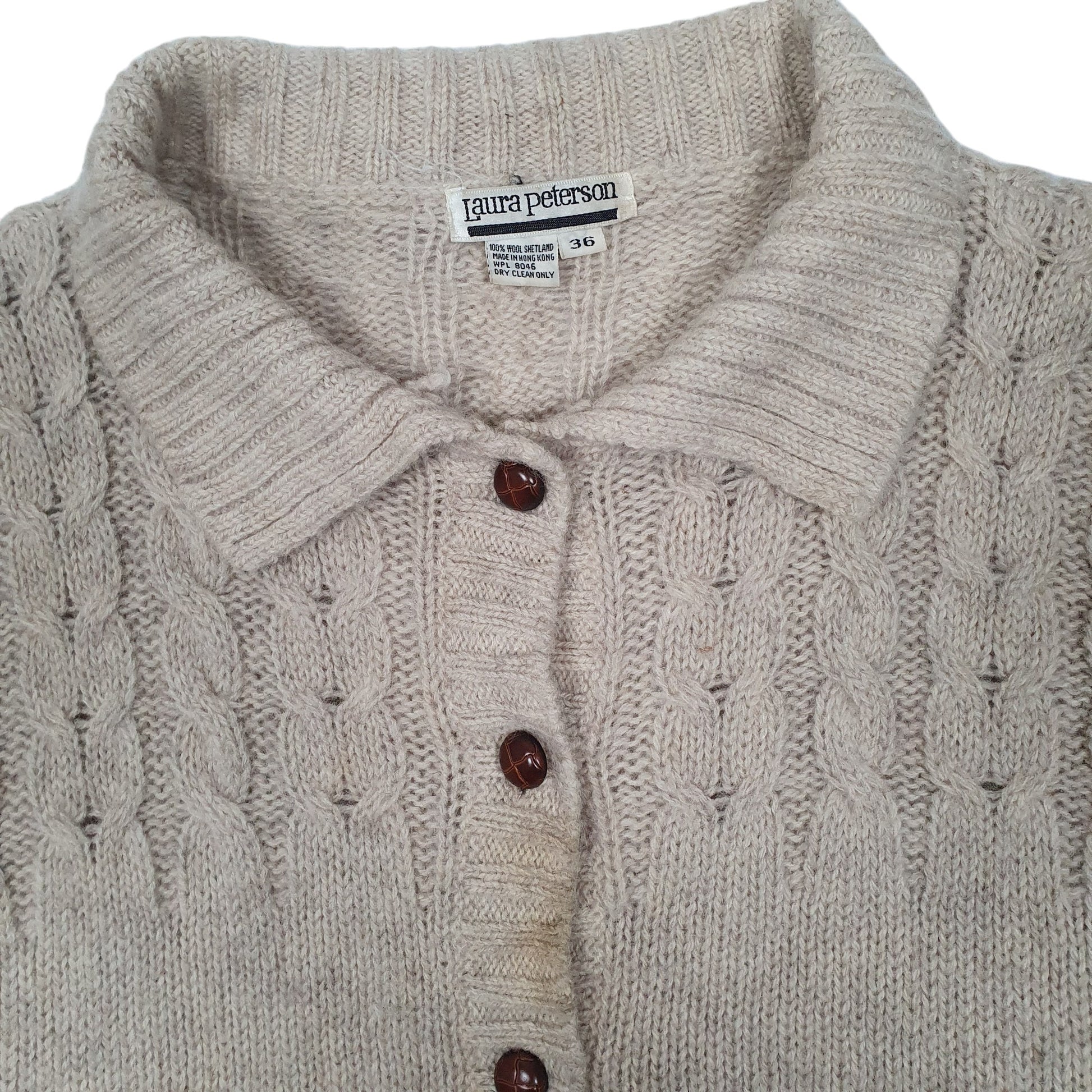 Mens Beige Laura Peterson Vintage 1990s Cardigan Jumper