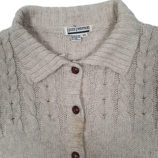 Mens Beige Laura Peterson Vintage 1990s Cardigan Jumper
