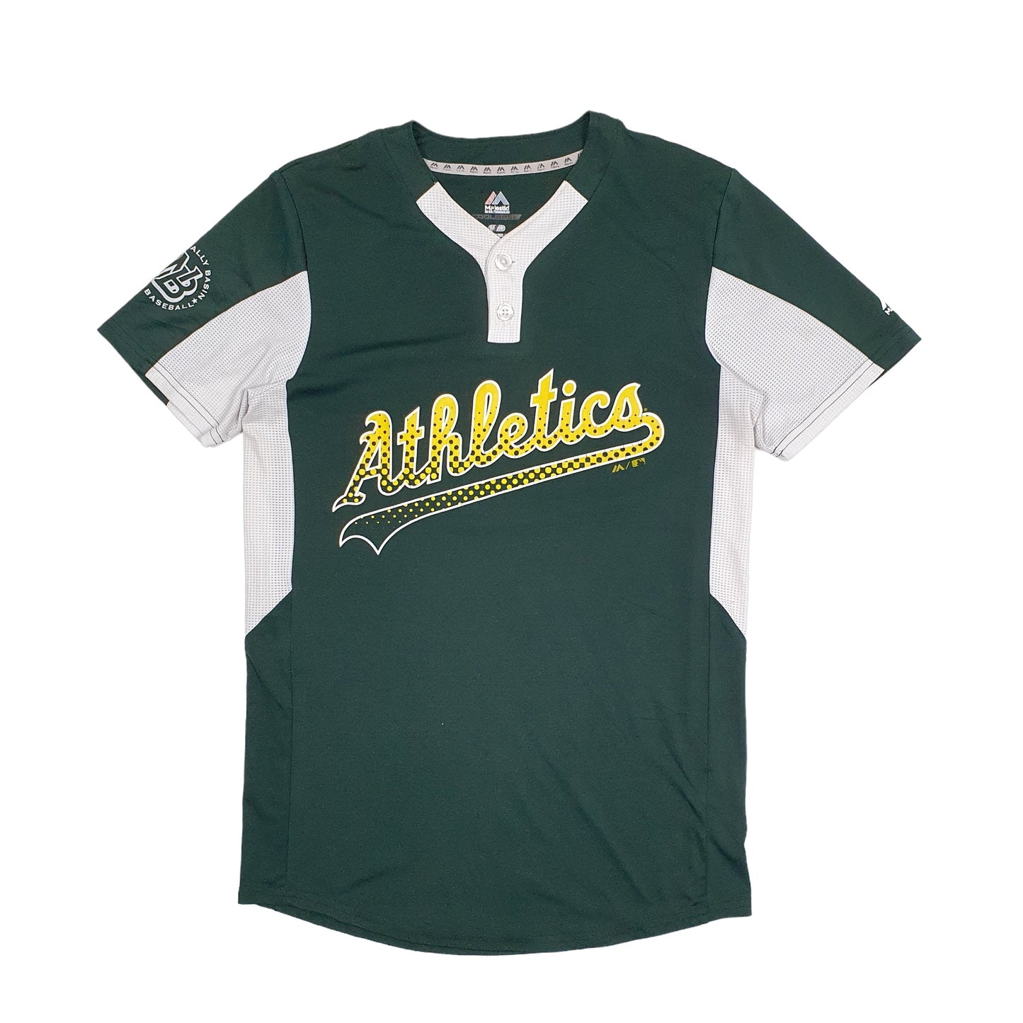 Mens Green Majestic MLB Baseball Jersey Oakland Athletics Short Sleeve T Shirt