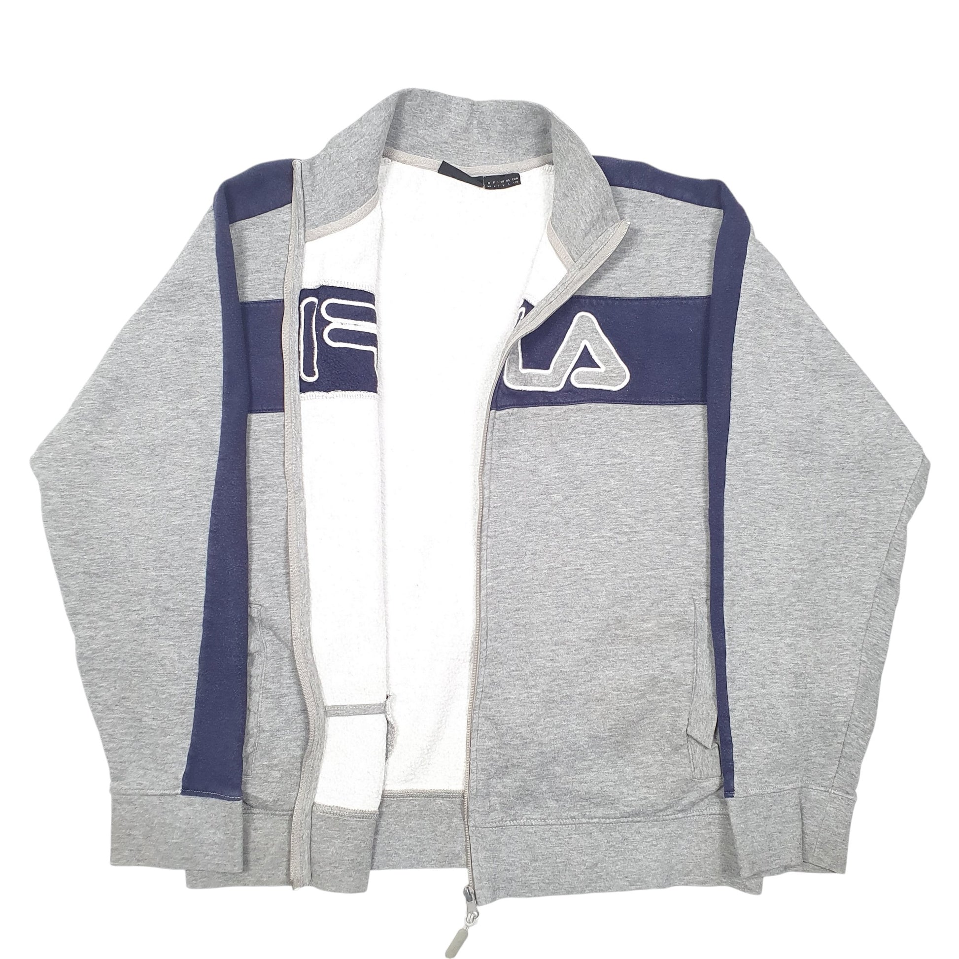 Mens Grey Fila Spellout Full Zip Jumper