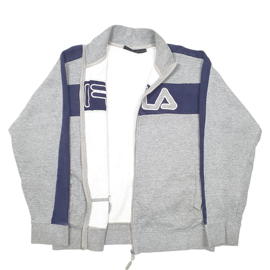 Mens Grey Fila Spellout Full Zip Jumper