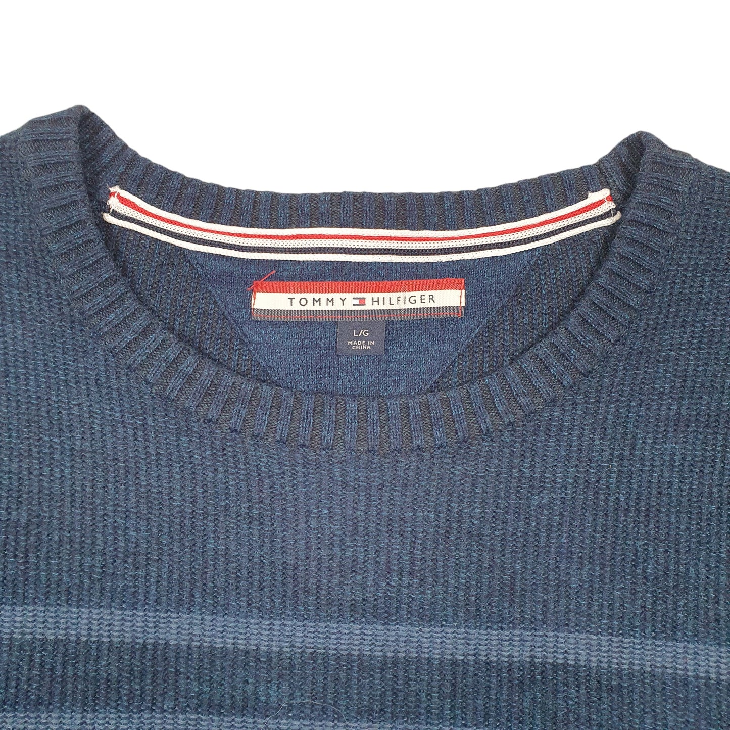 Mens Navy Tommy Hilfiger Knit Striped Crewneck Jumper