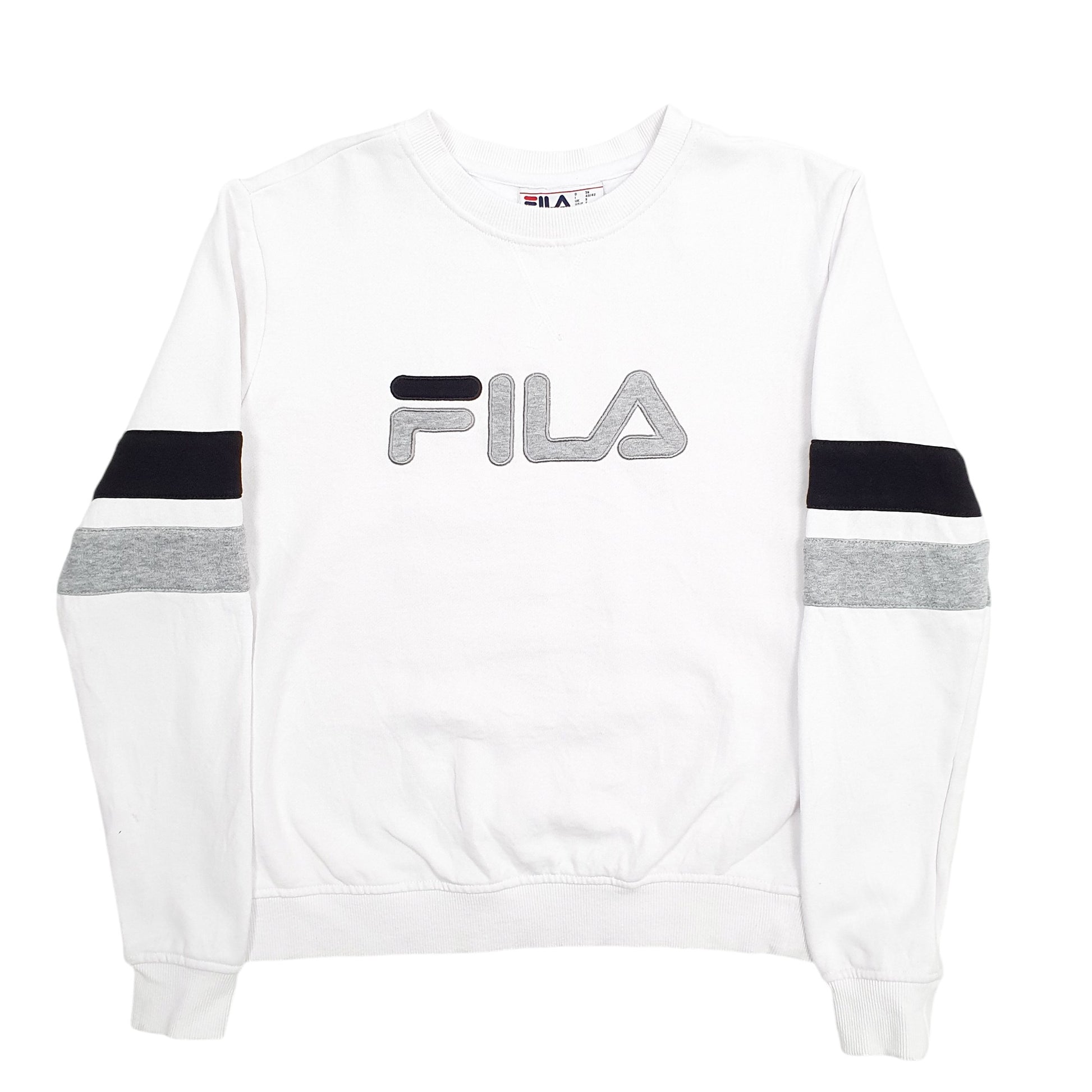 Womens White Fila Spellout Crewneck Jumper