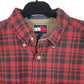 Mens Red Tommy Hilfiger Plaid Overshirt Vintage 90s Long Sleeve Shirt