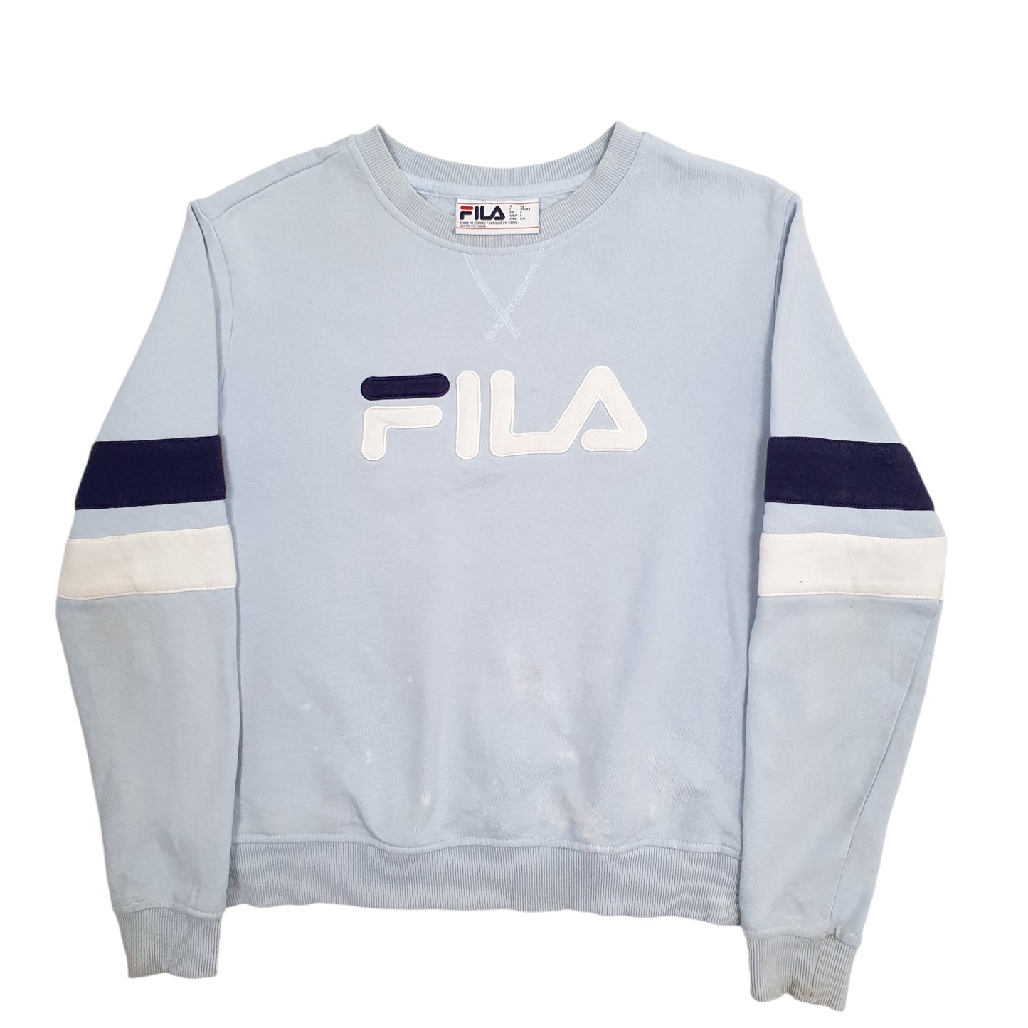 Womens Blue Fila Spellout Crewneck Jumper