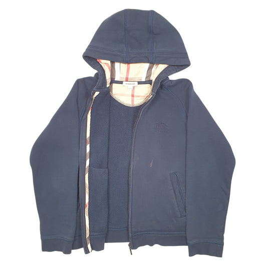 Mens Navy Burberry Hoodie Full Zip Jumper