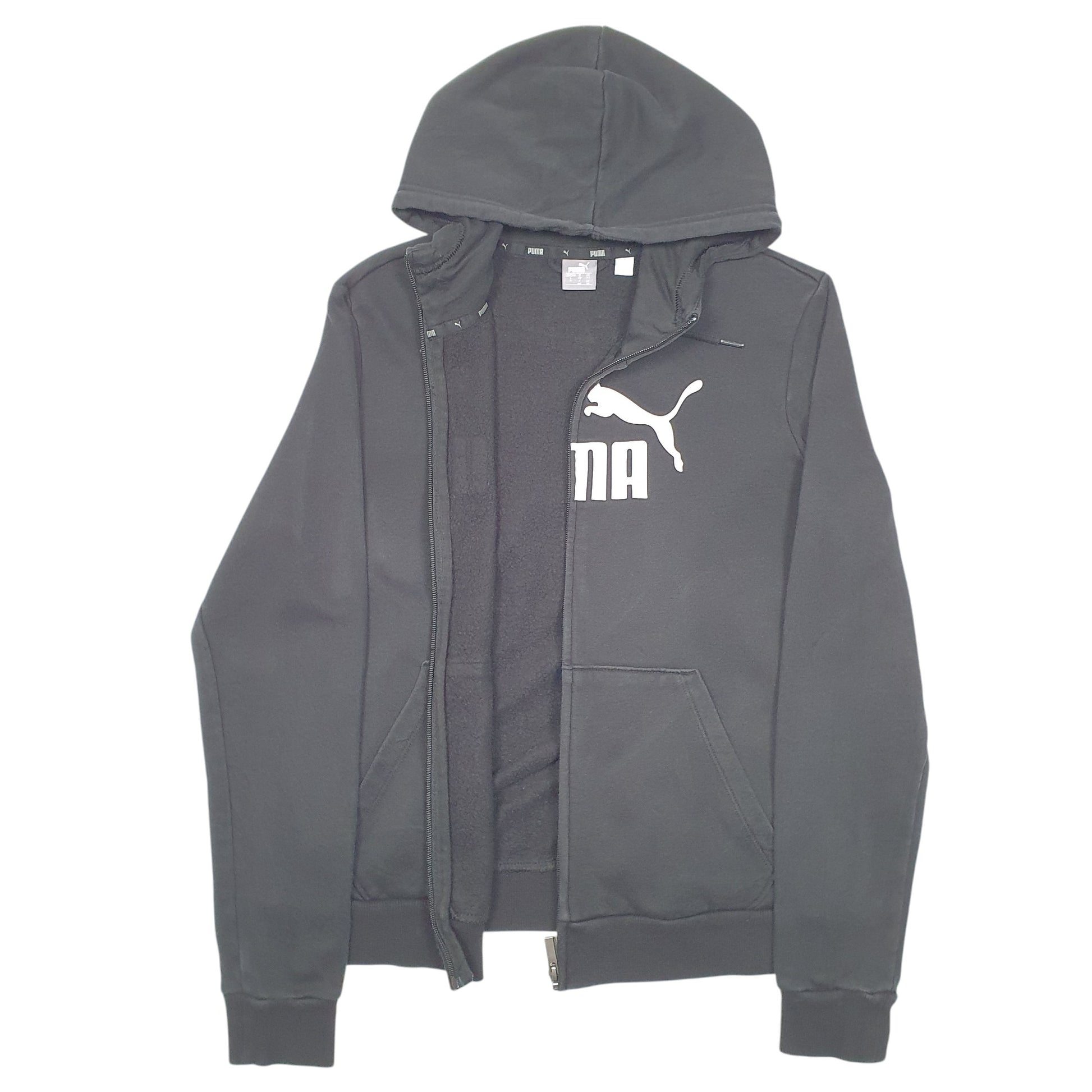 Womens Black Puma Hoodie Full Zip Jumper