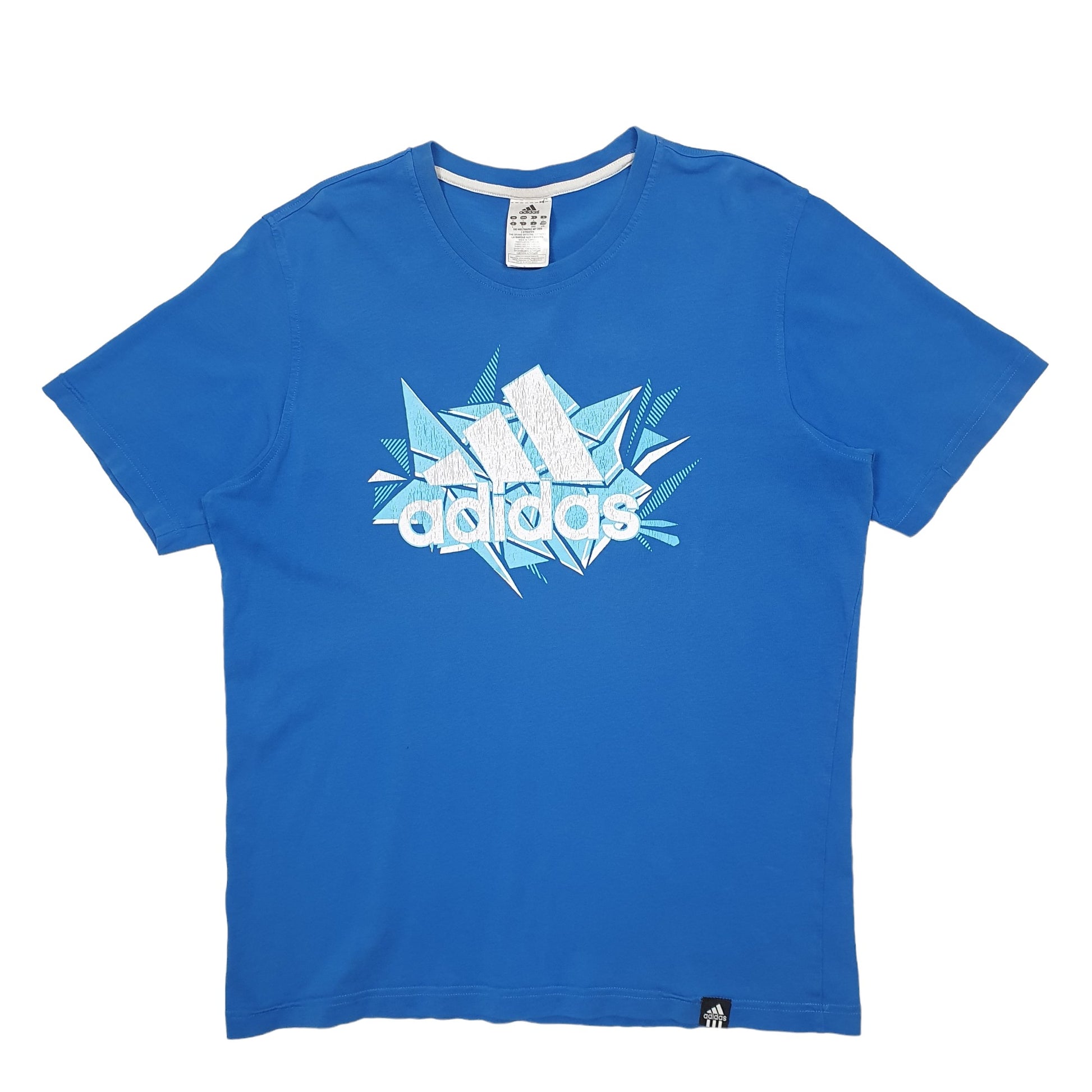 Mens Blue Adidas Spellout Short Sleeve T Shirt