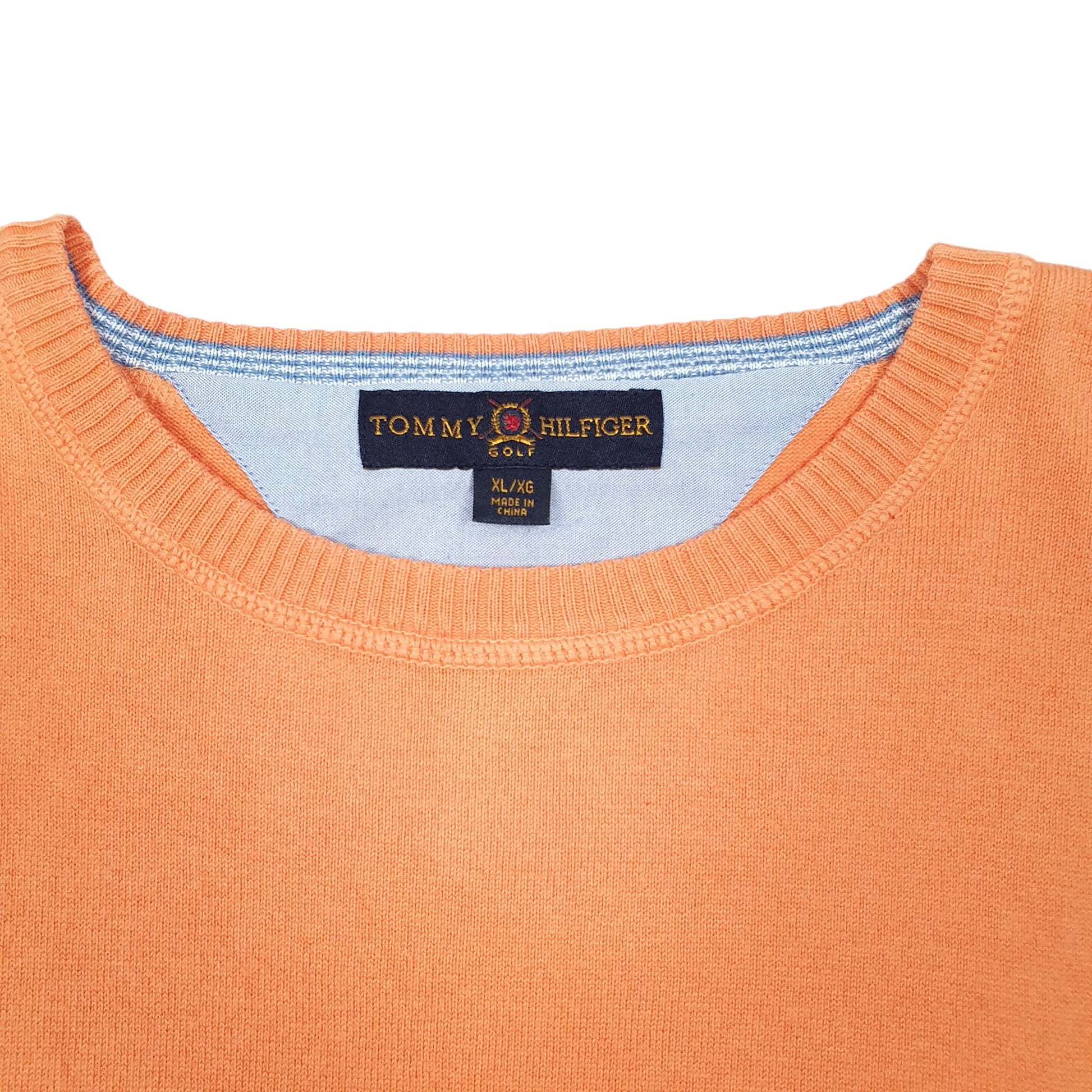 Mens Orange Tommy Hilfiger Vintage Golf 2000s Pinehurst 1895 Crewneck Jumper