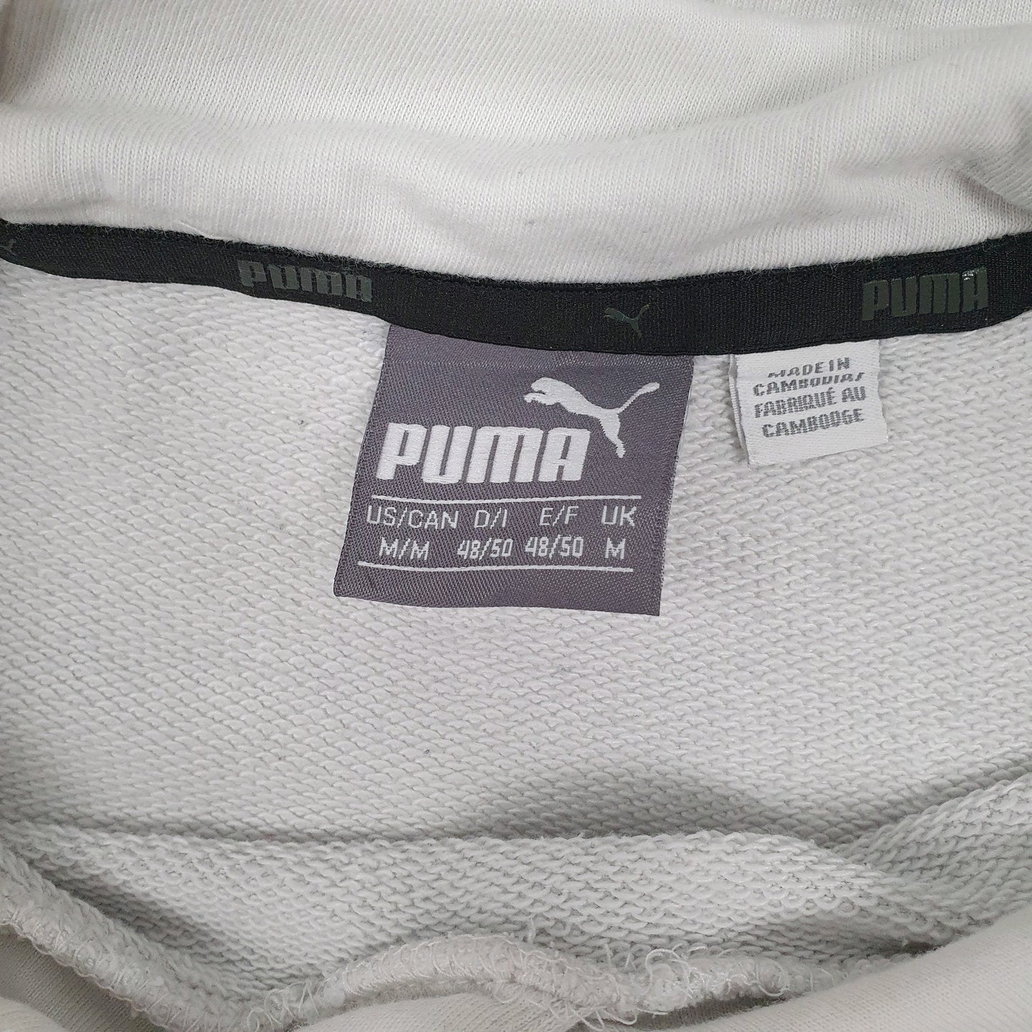 Mens White Puma  Hoodie Jumper