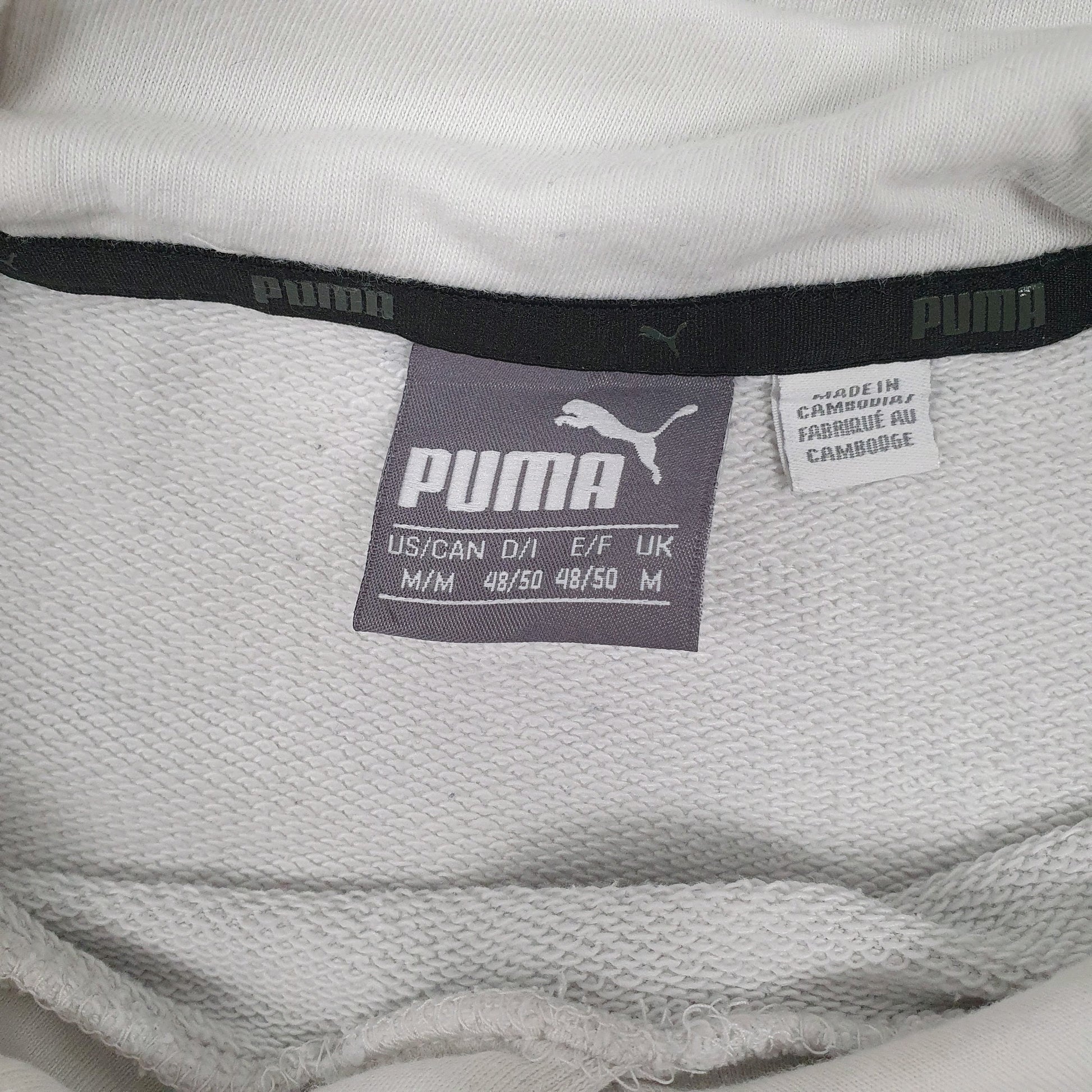 Mens White Puma  Hoodie Jumper