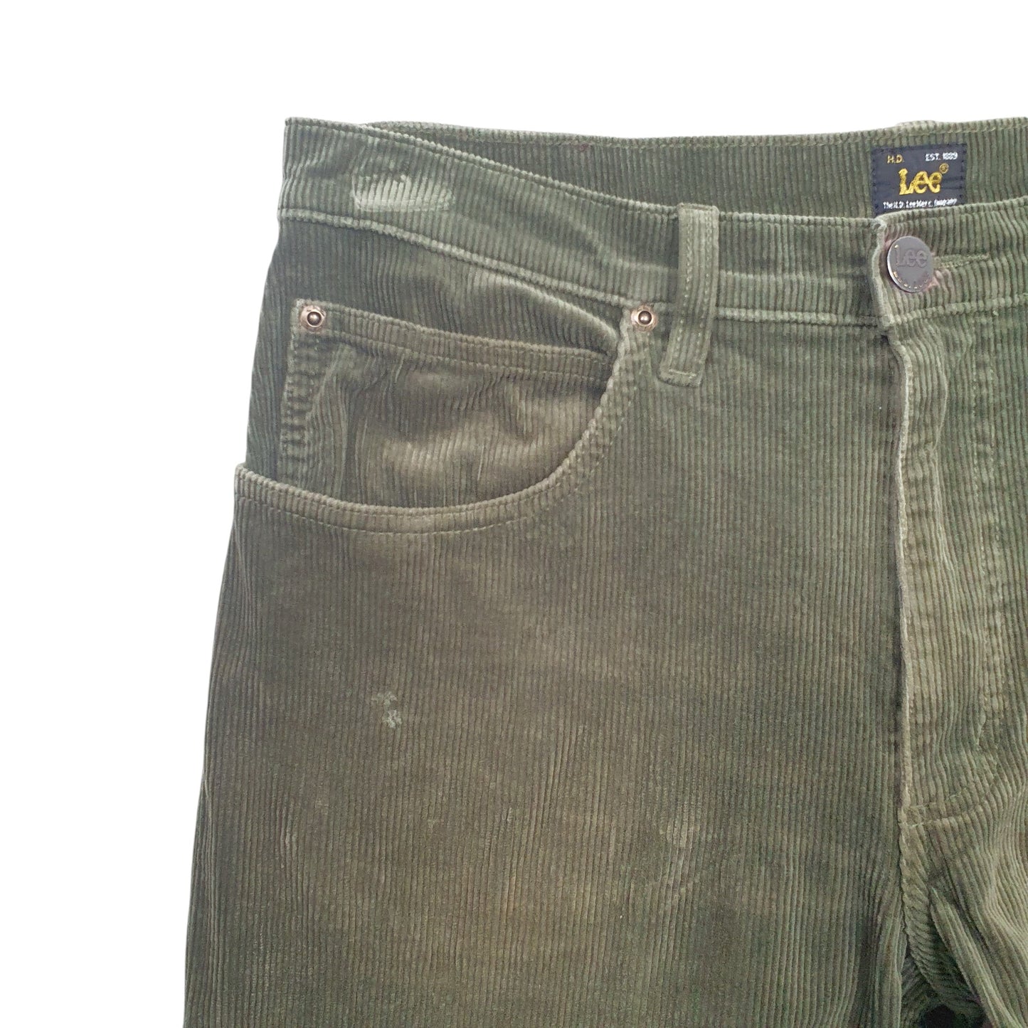 Mens Green Lee  Corduroy Trousers