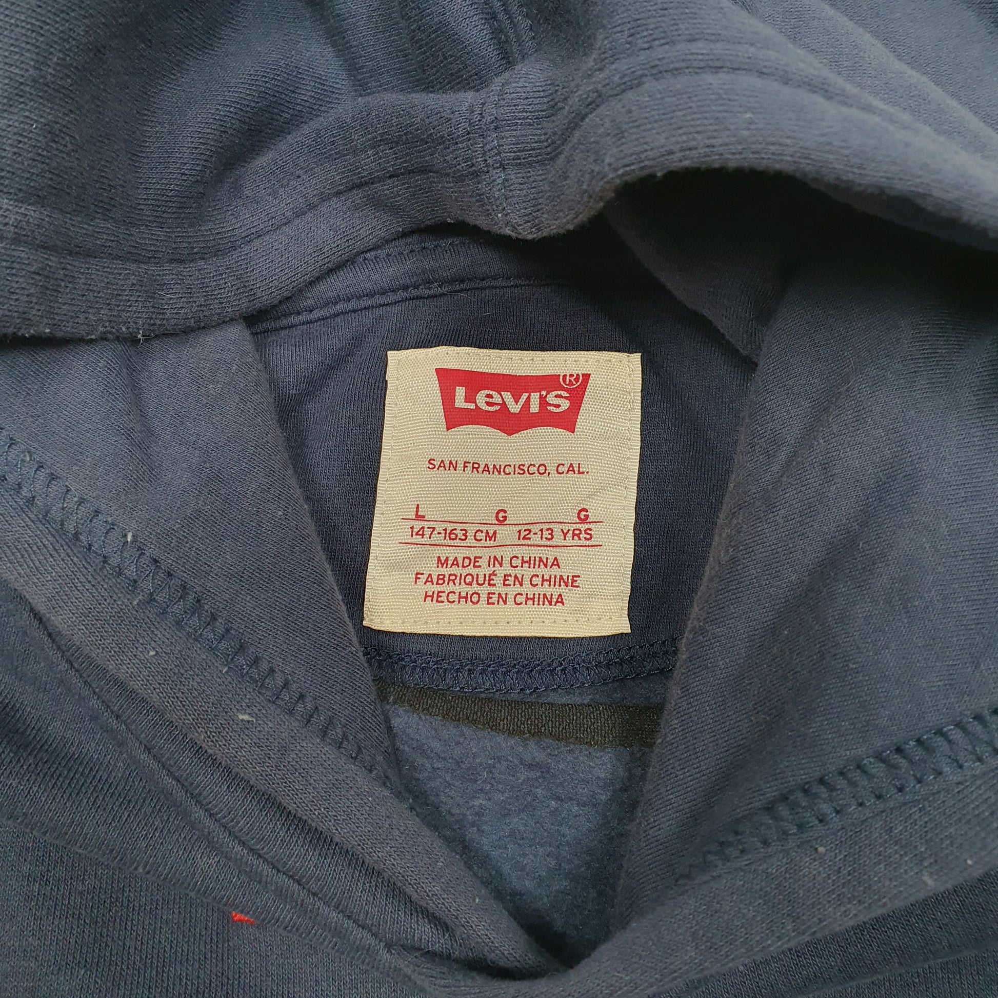 Womens Navy Levis Big E Box Logo Hoodie Jumper
