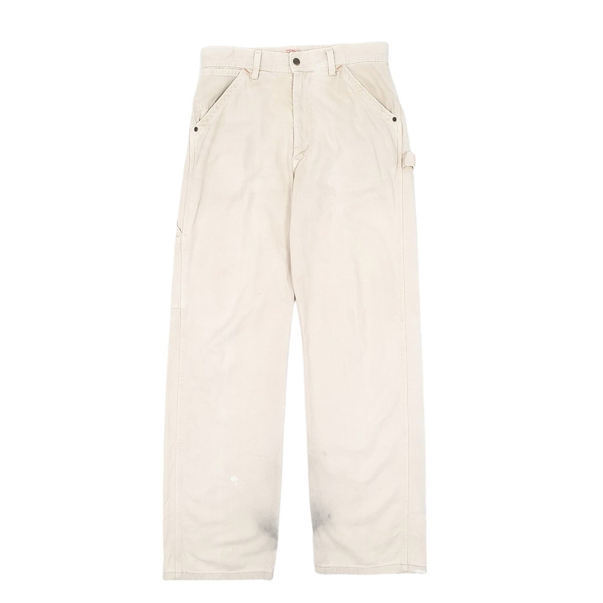 Mens Cream Edwin 101 Vintage Workwear Carpenter Trousers