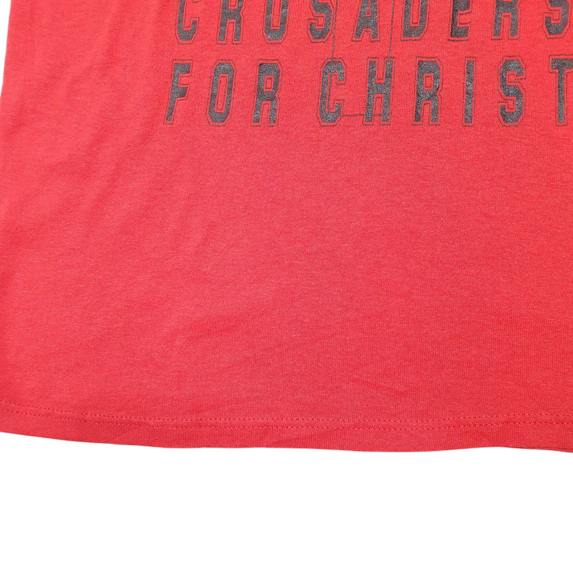 Mens Red Russell Athletic Single Stitch Vintage 90s Made In USA Crusades For Christ Short Sleeve T Shirt