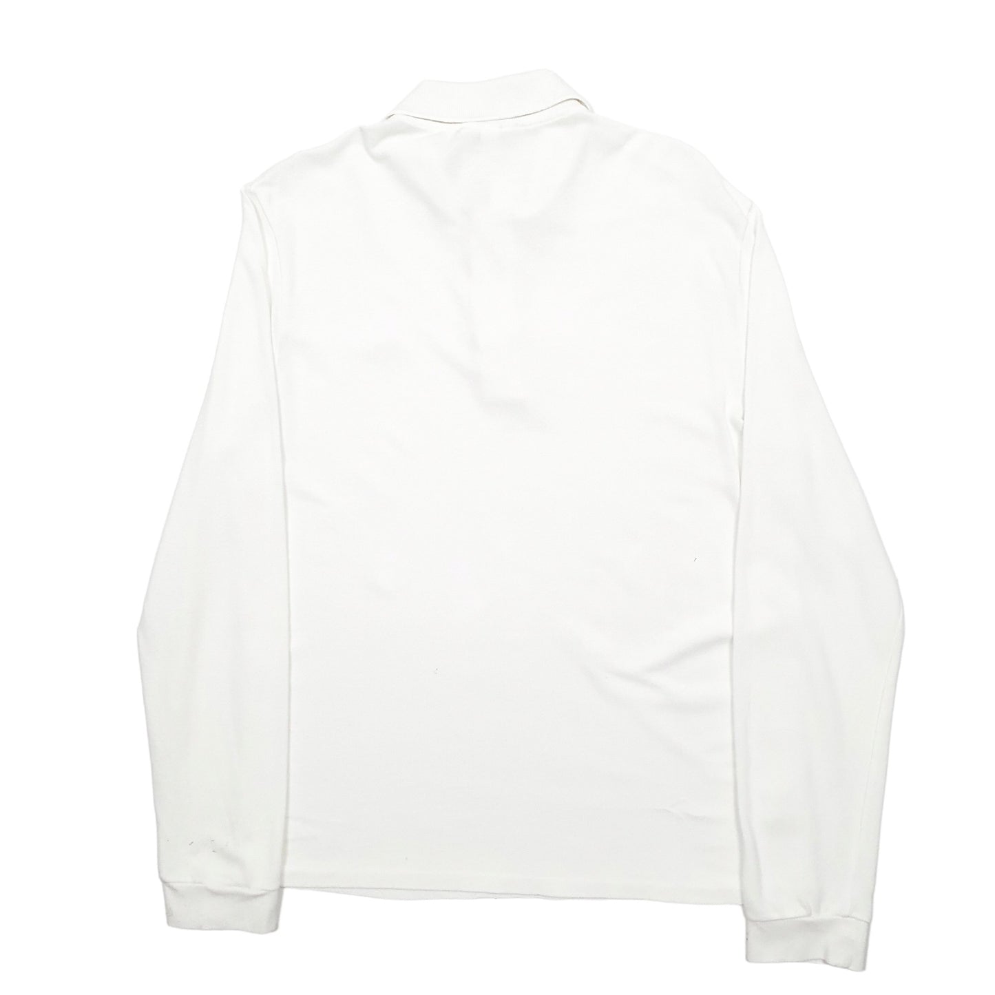 Mens White Lacoste  Long Sleeve Polo Shirt