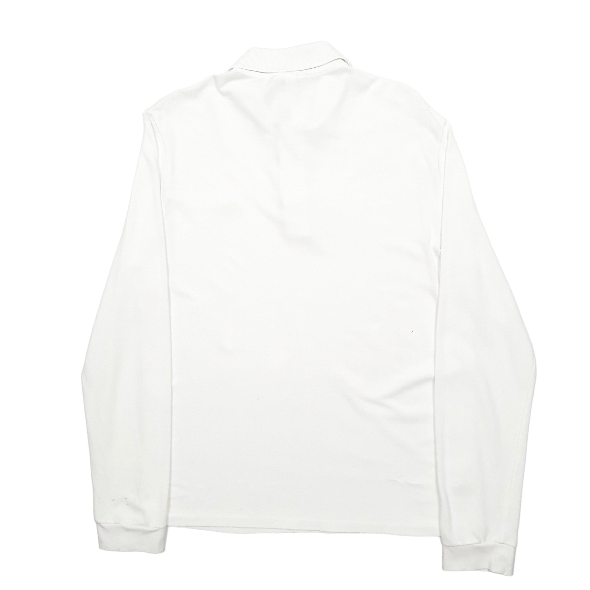 Mens White Lacoste  Long Sleeve Polo Shirt