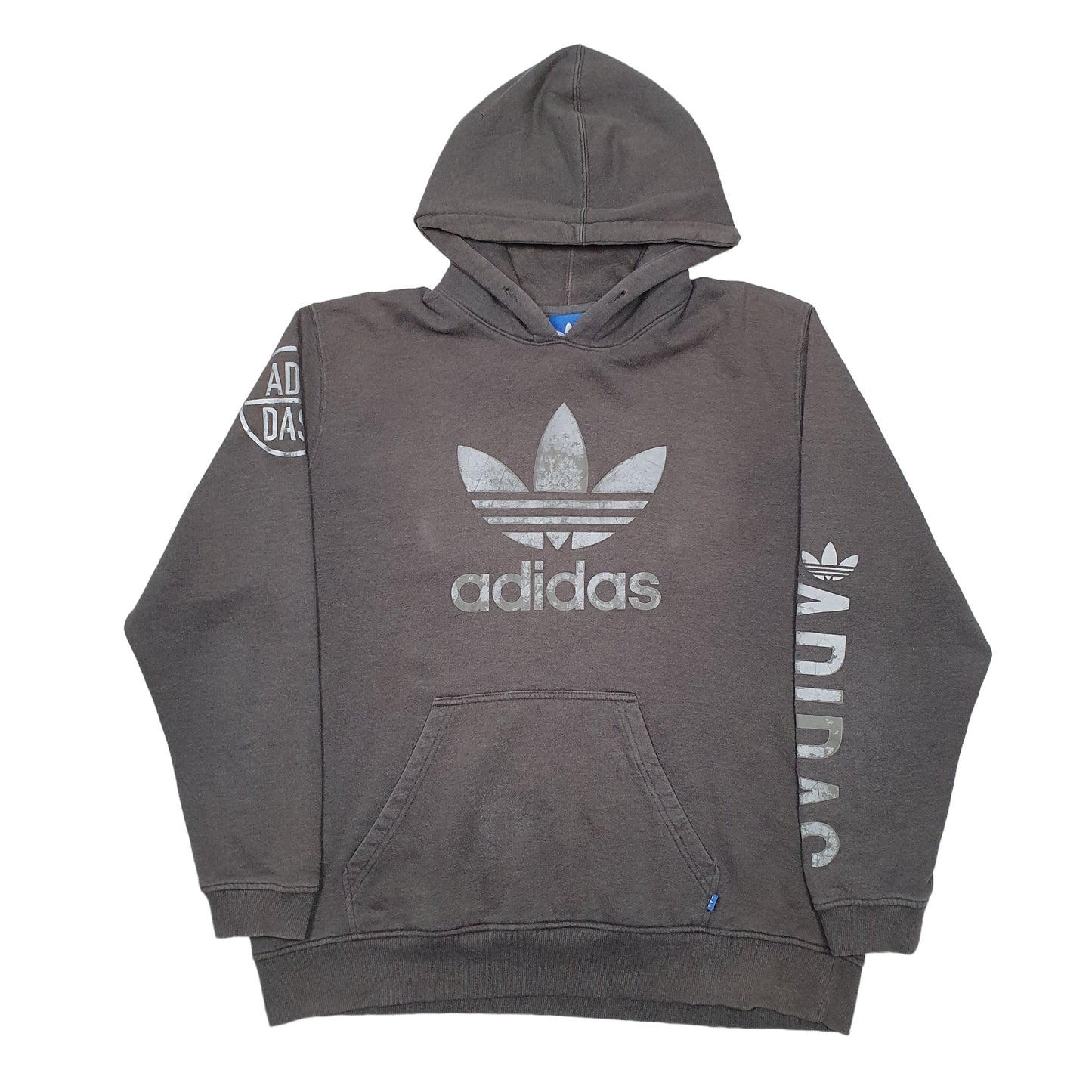 Mens Grey Adidas Spellout Hoodie Jumper