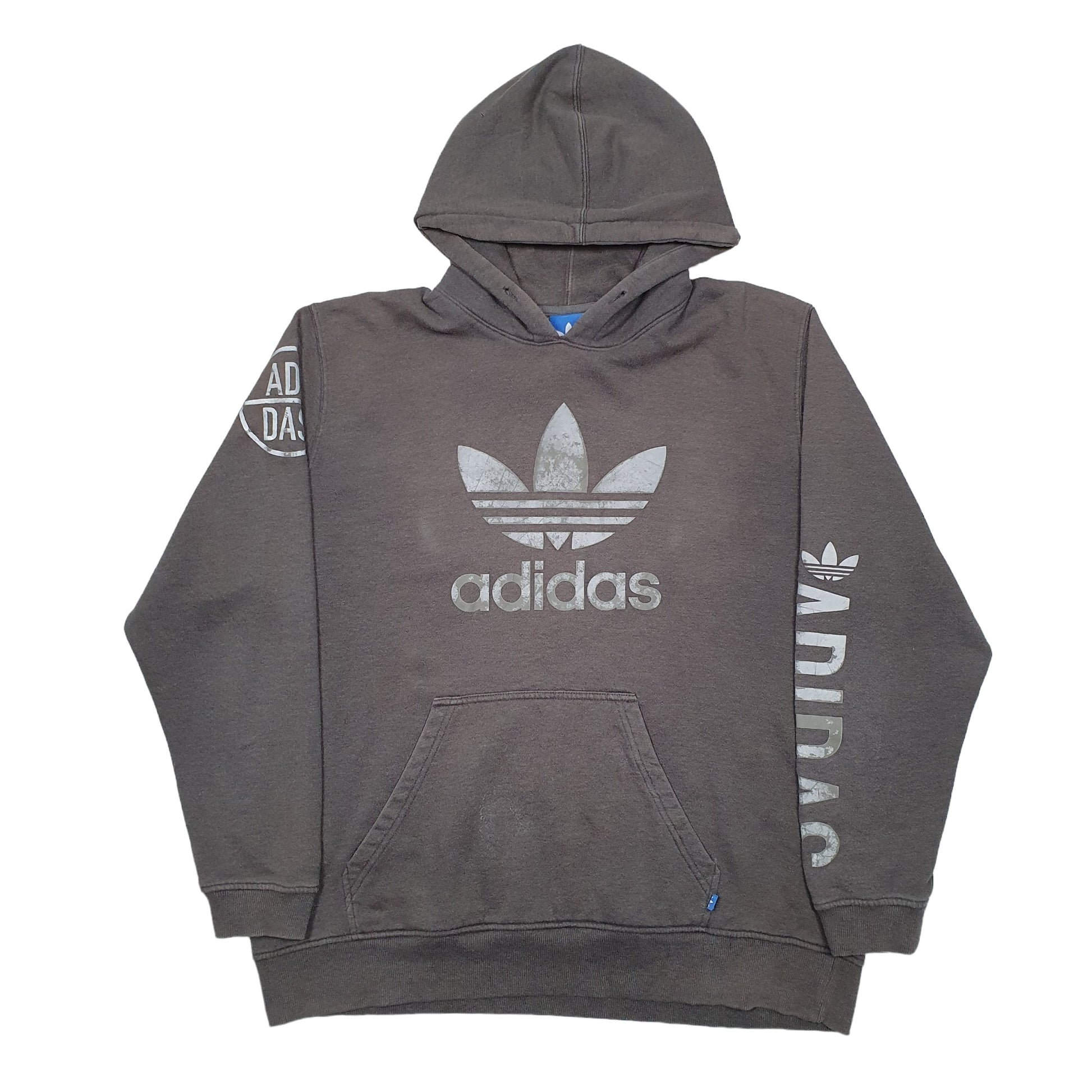 Mens Grey Adidas Spellout Hoodie Jumper