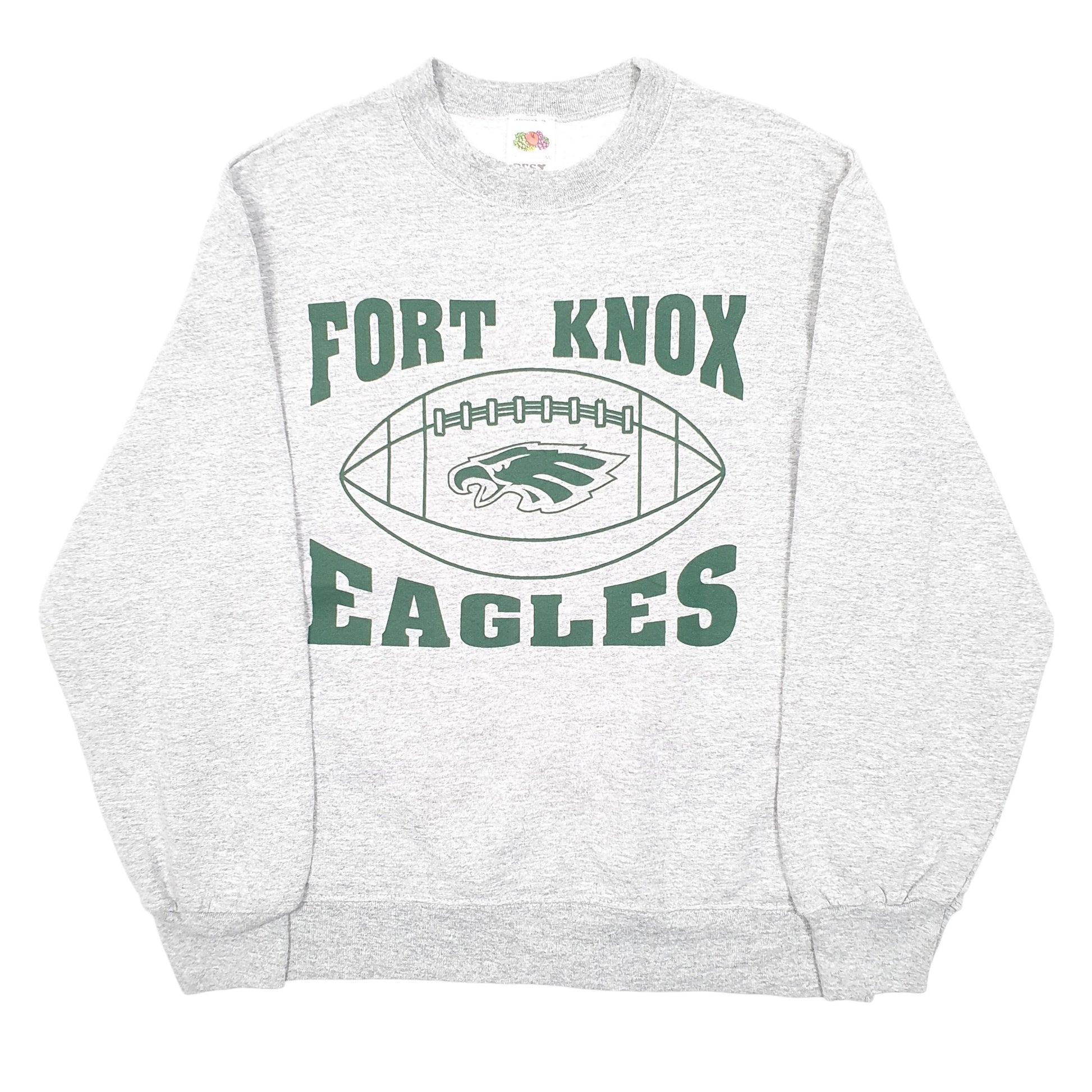 Mens Grey Fruit Of The Loom Fort Knox Eagles Football USA Spellout Crewneck Jumper
