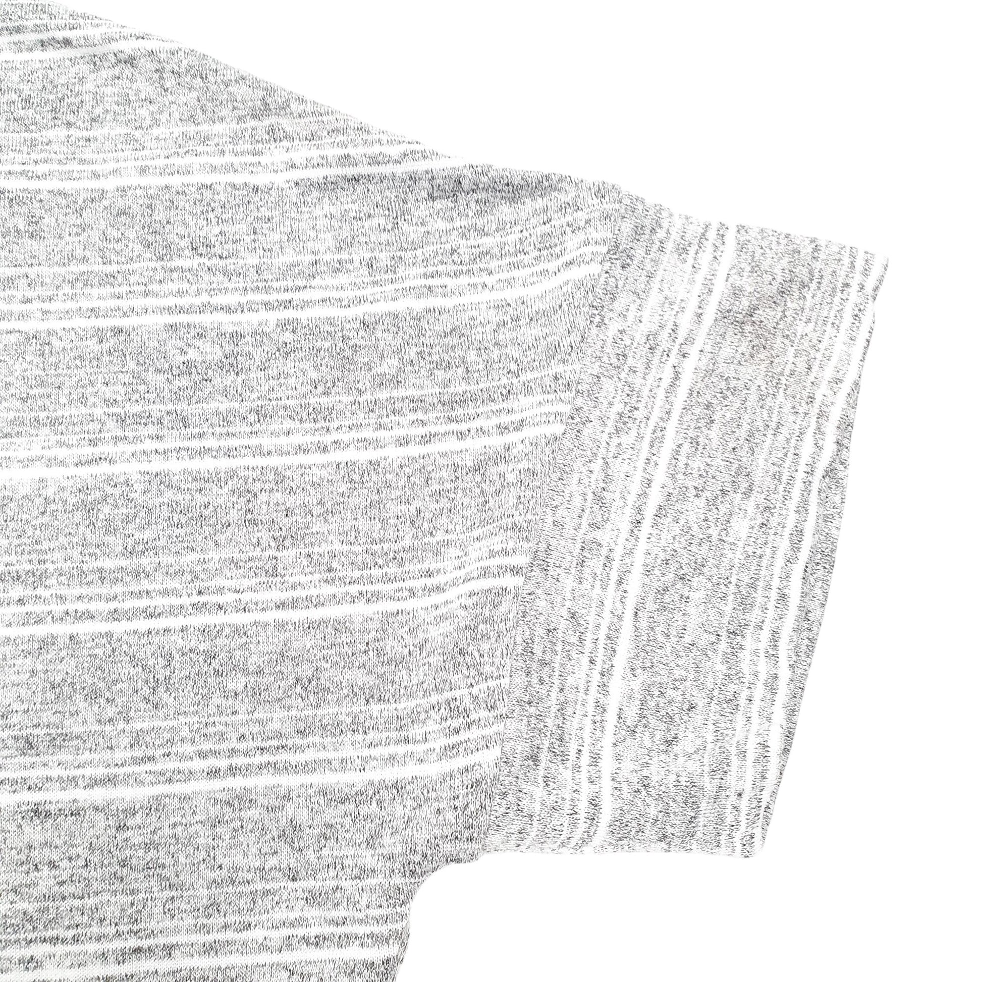 Womens Grey Calvin Klein Stripe Jeans V Neck Short Sleeve T Shirt