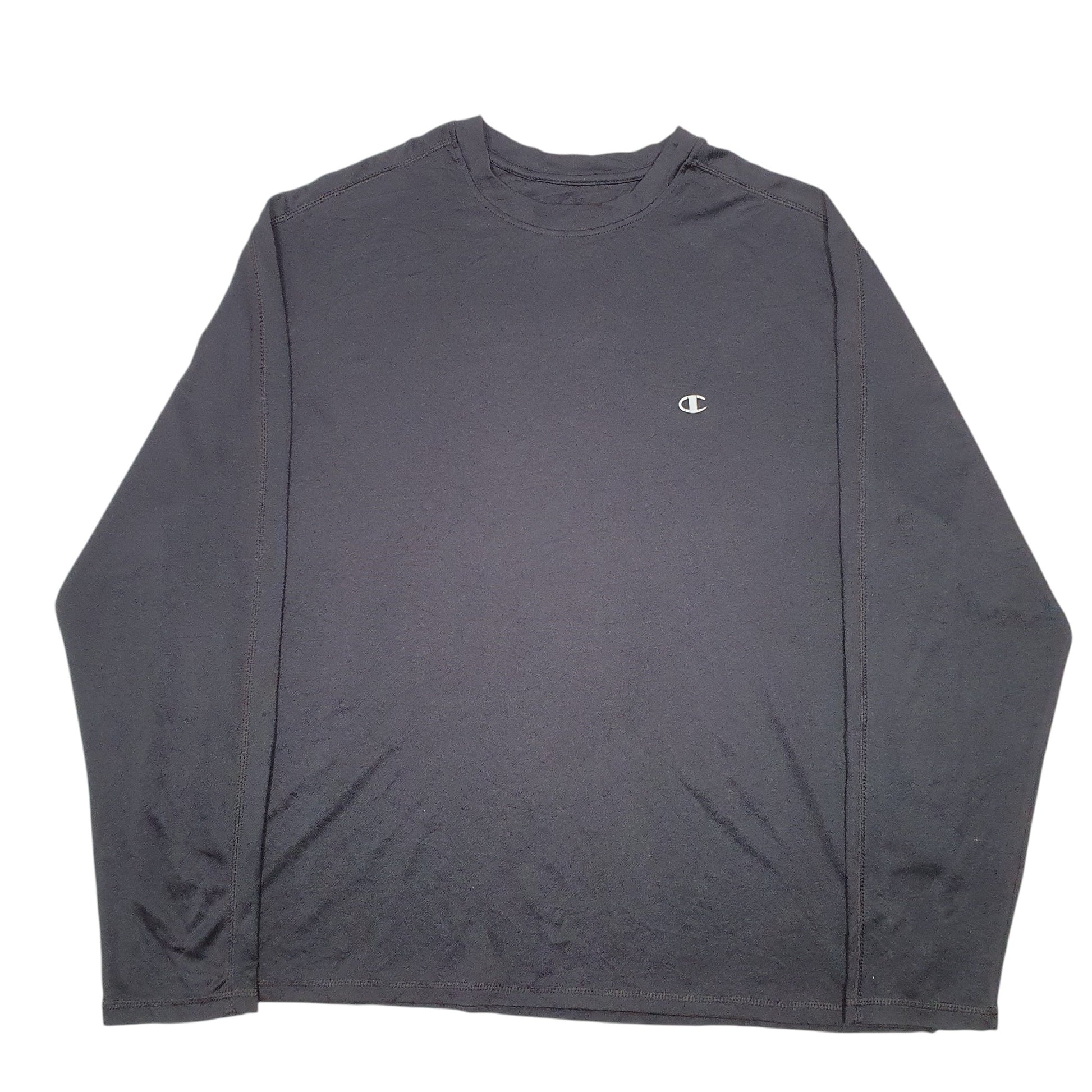 Mens Black Champion Active Workout Gym Running Long Sleeve T Shirt