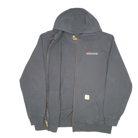 Mens Black Carhartt Workwear Hoodie Firestone Auto Care Full Zip Jumper