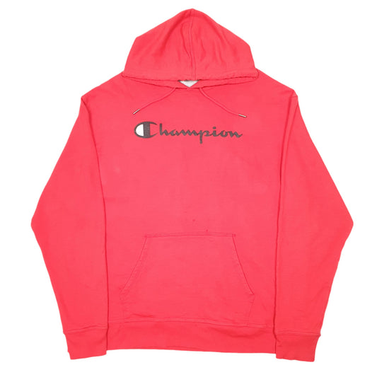 Mens Red Champion Script Hoodie Jumper