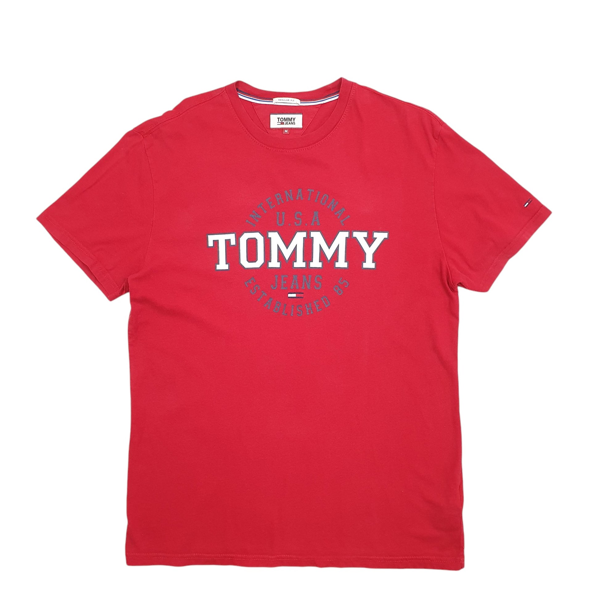 Mens Red Tommy Hilfiger Spellout Short Sleeve T Shirt