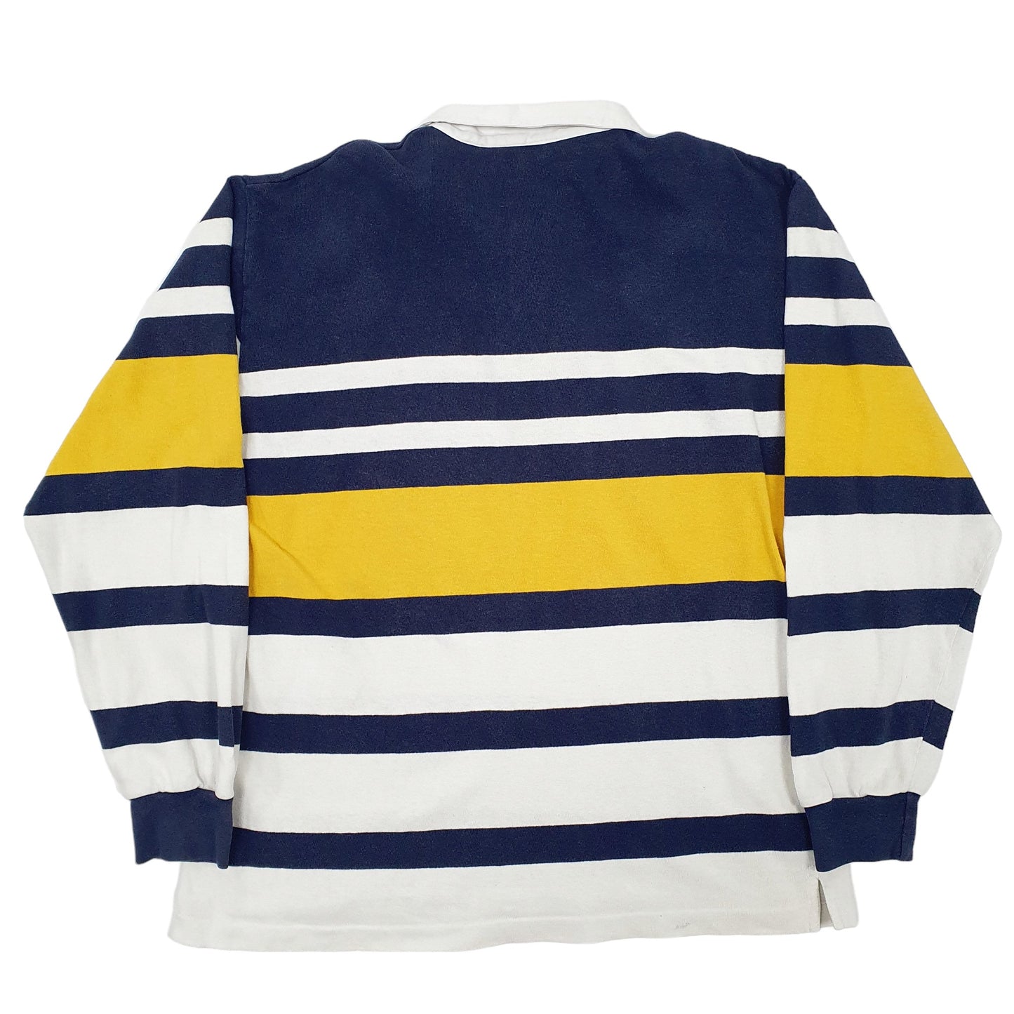 Mens White St John's Bay Rugby Long Sleeve Polo Shirt