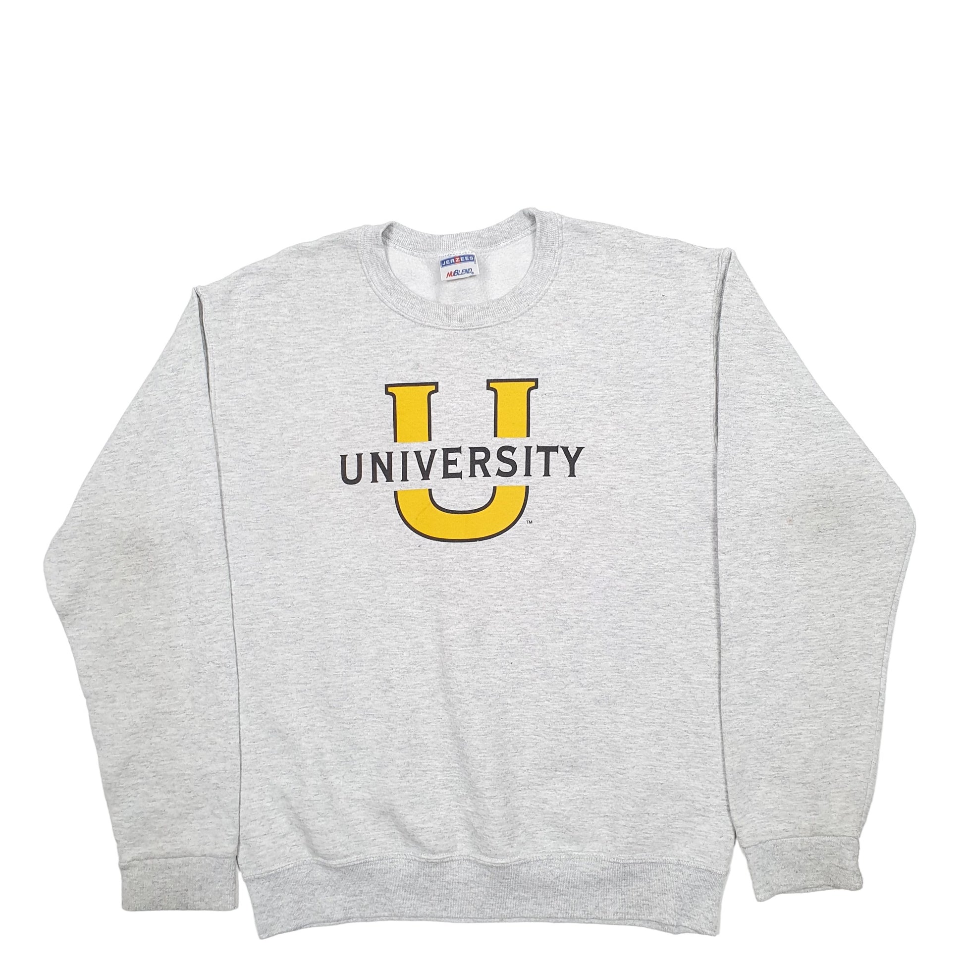 Womens Grey Jerzees University Spellout Crewneck Jumper