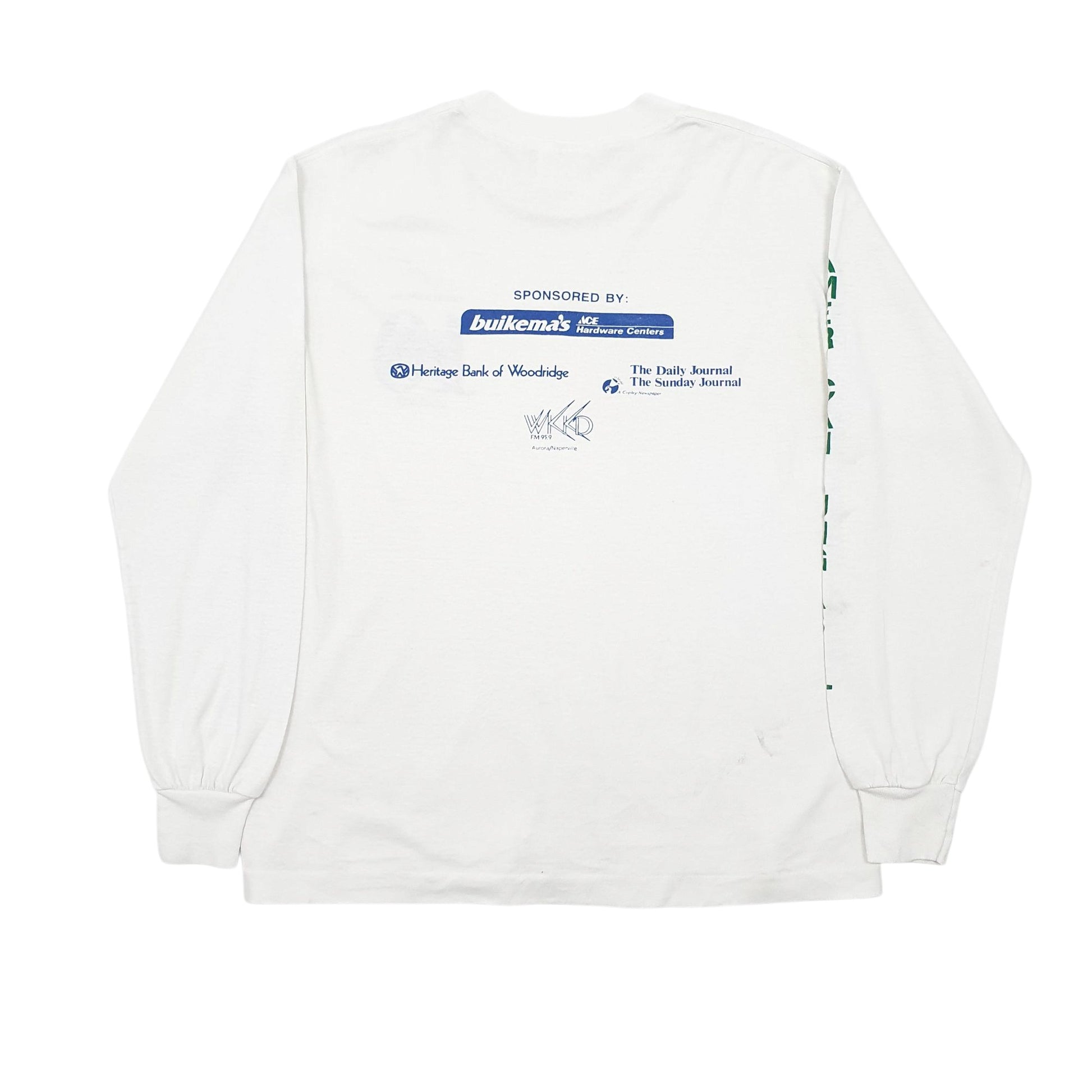 Mens White Unbranded Single Stitch Vintage 90s Long Sleeve T Shirt