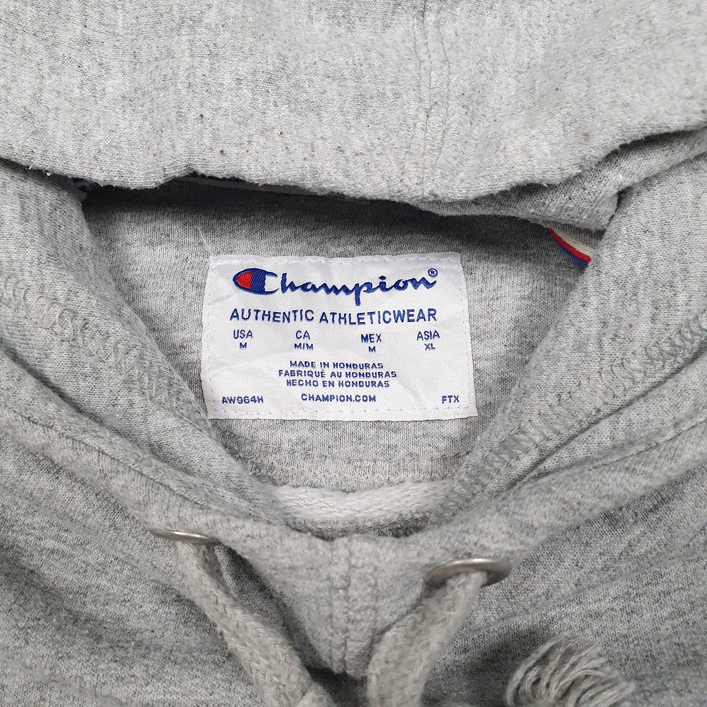 Womens Grey Champion Spellout Script Hoodie Jumper