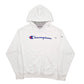 Mens White Champion Spellout Hoodie Jumper