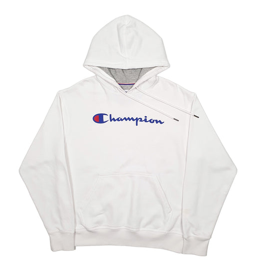 Mens White Champion Spellout Hoodie Jumper
