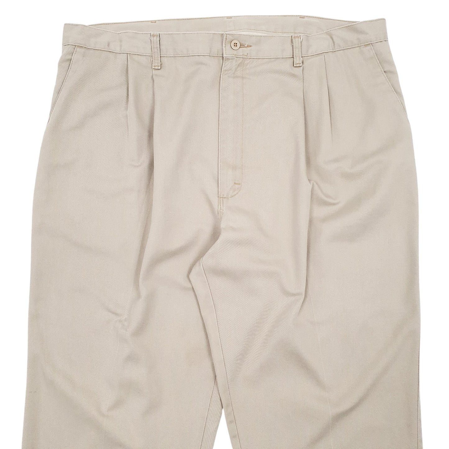Mens Beige Wrangler Double Pleated Chino Trousers