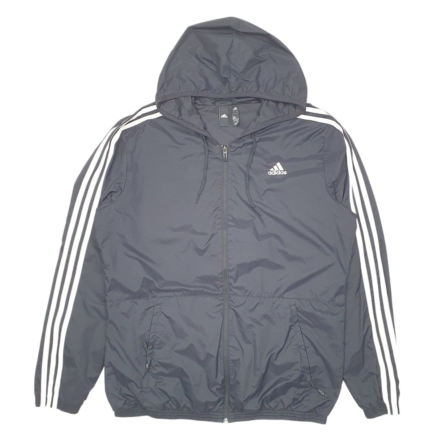 Mens Black Adidas Hooded Lightweight  Coat