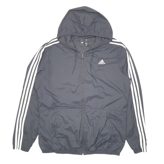Mens Black Adidas Hooded Lightweight  Coat