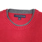Mens Red Tommy Hilfiger Vintage Knit 2000s Stripe Sweater Crewneck Jumper