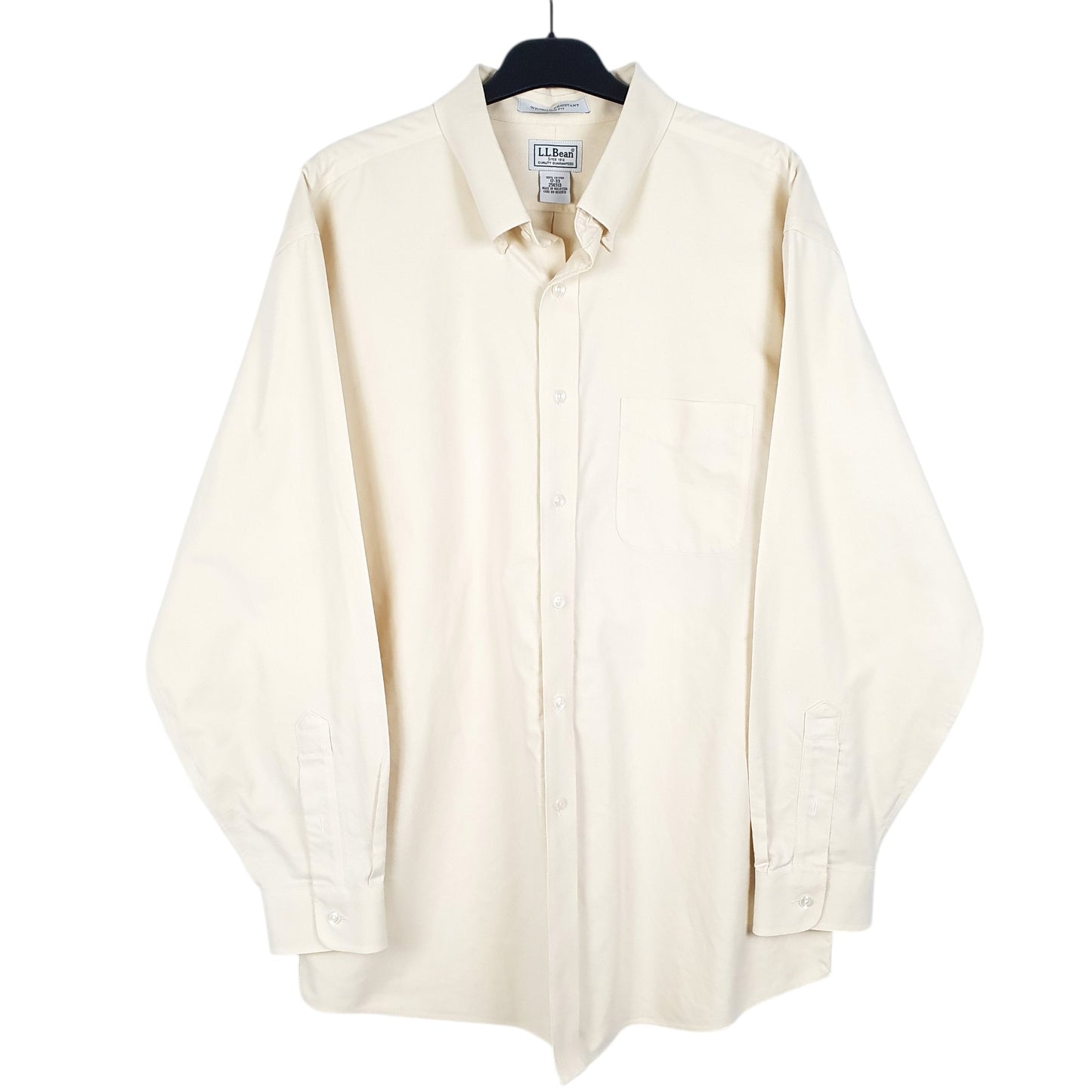 Mens Yellow L.L.Bean Trim Oxford Long Sleeve Shirt