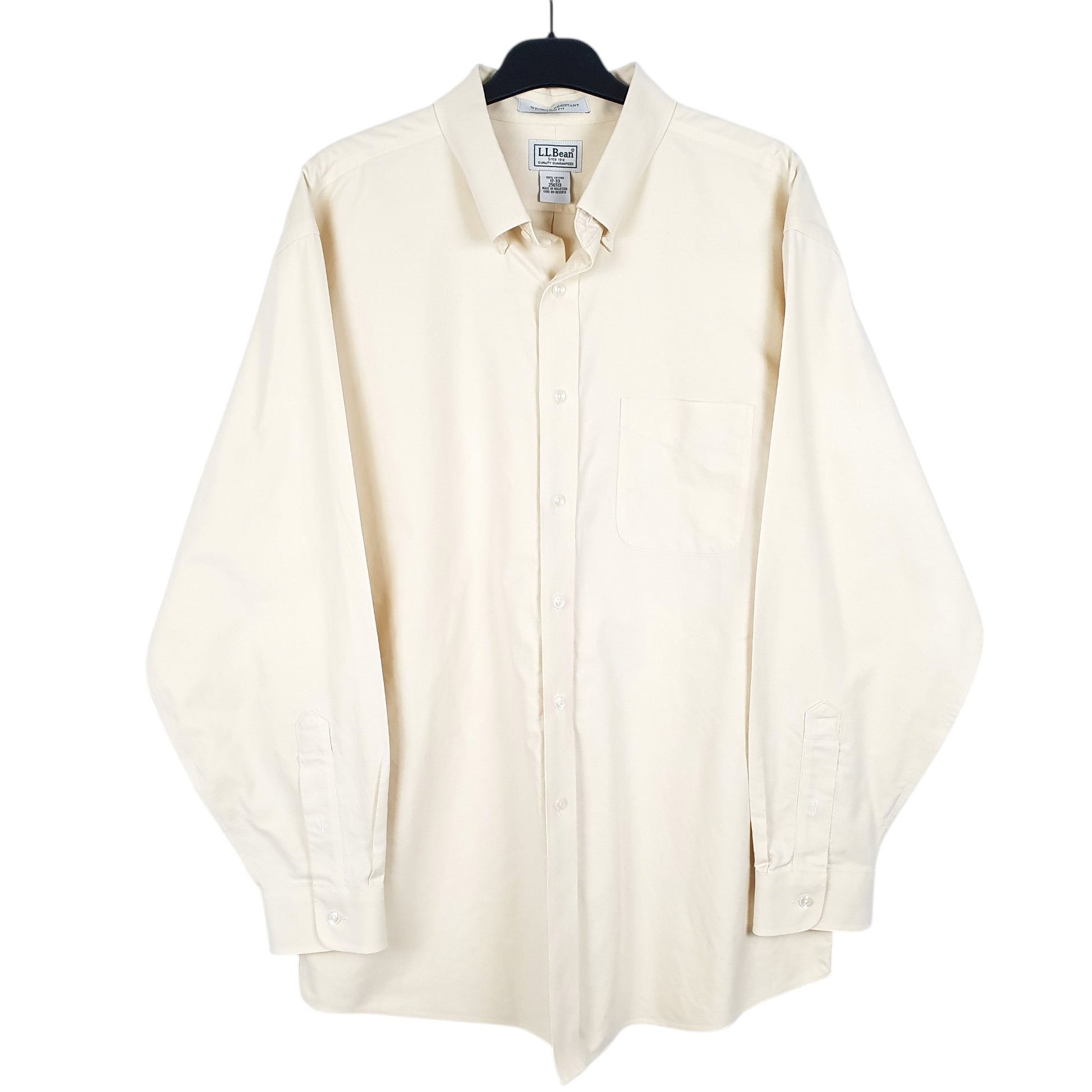 Mens Yellow L.L.Bean Trim Oxford Long Sleeve Shirt